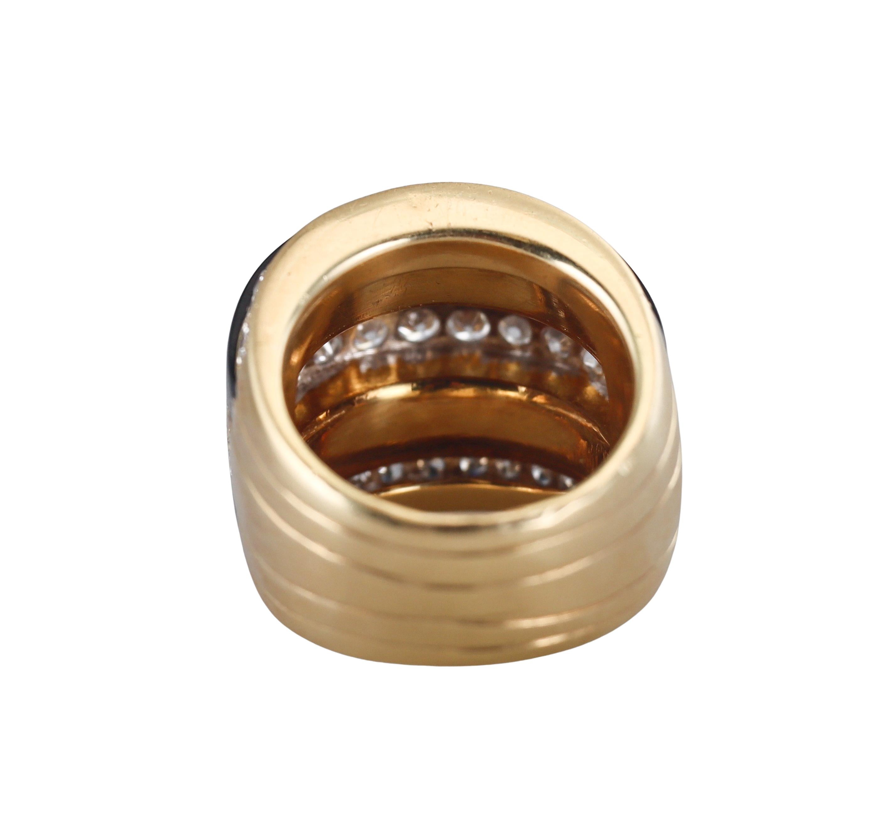 1980s Diamond Onyx Gold Ring