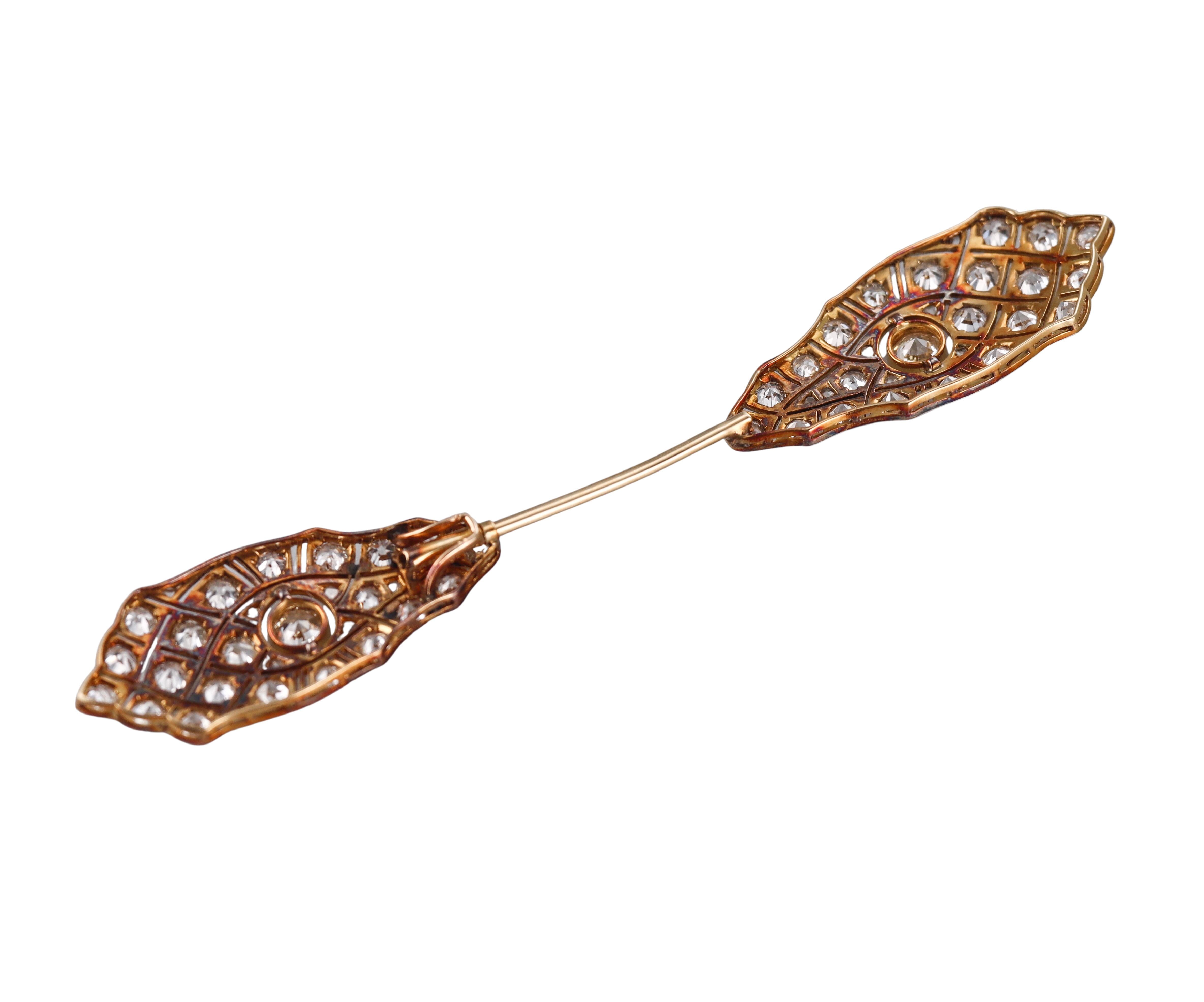 Art Deco 1920s Platinum Gold Diamond Jabot Pin