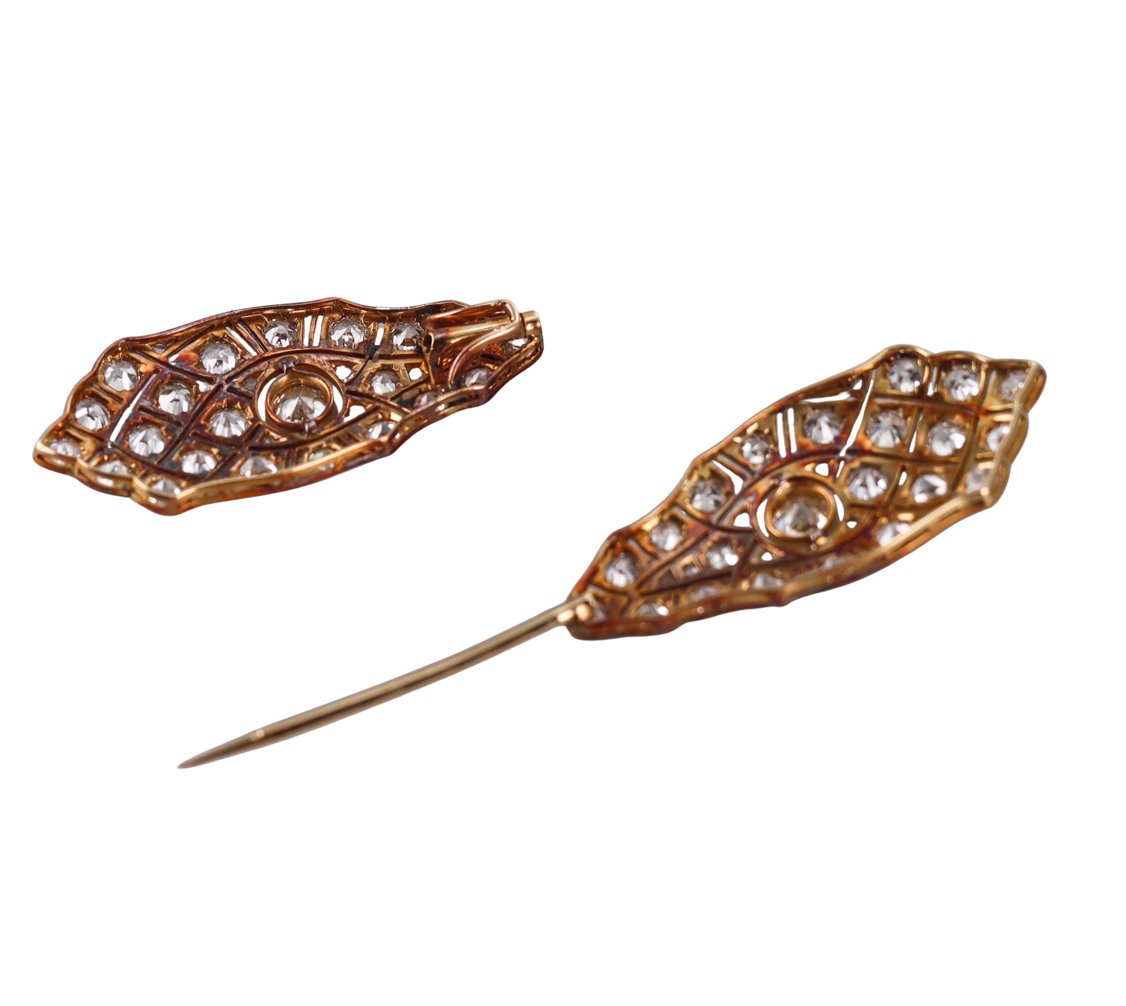 Art Deco 1920s Platinum Gold Diamond Jabot Pin