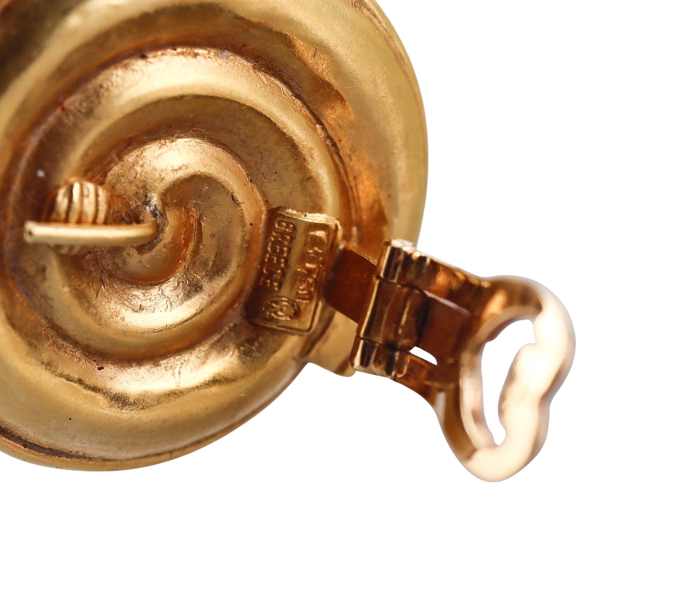 Lalaounis Greece Gold Swirl Earrings