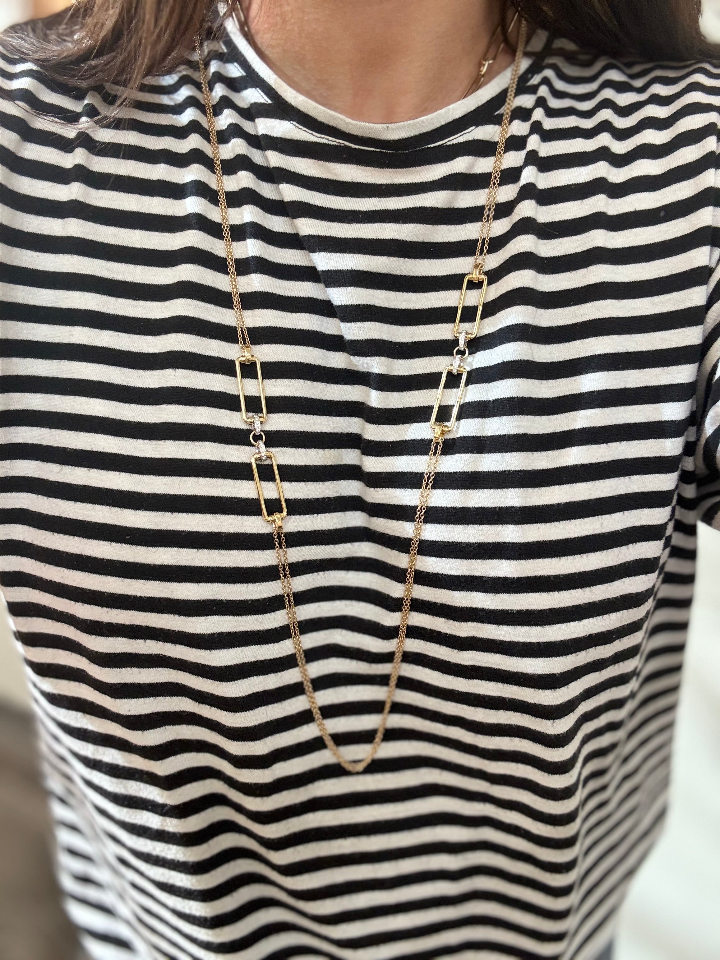 Roberto Coin Classica Parisienne Gold Diamond Double Chain Necklace
