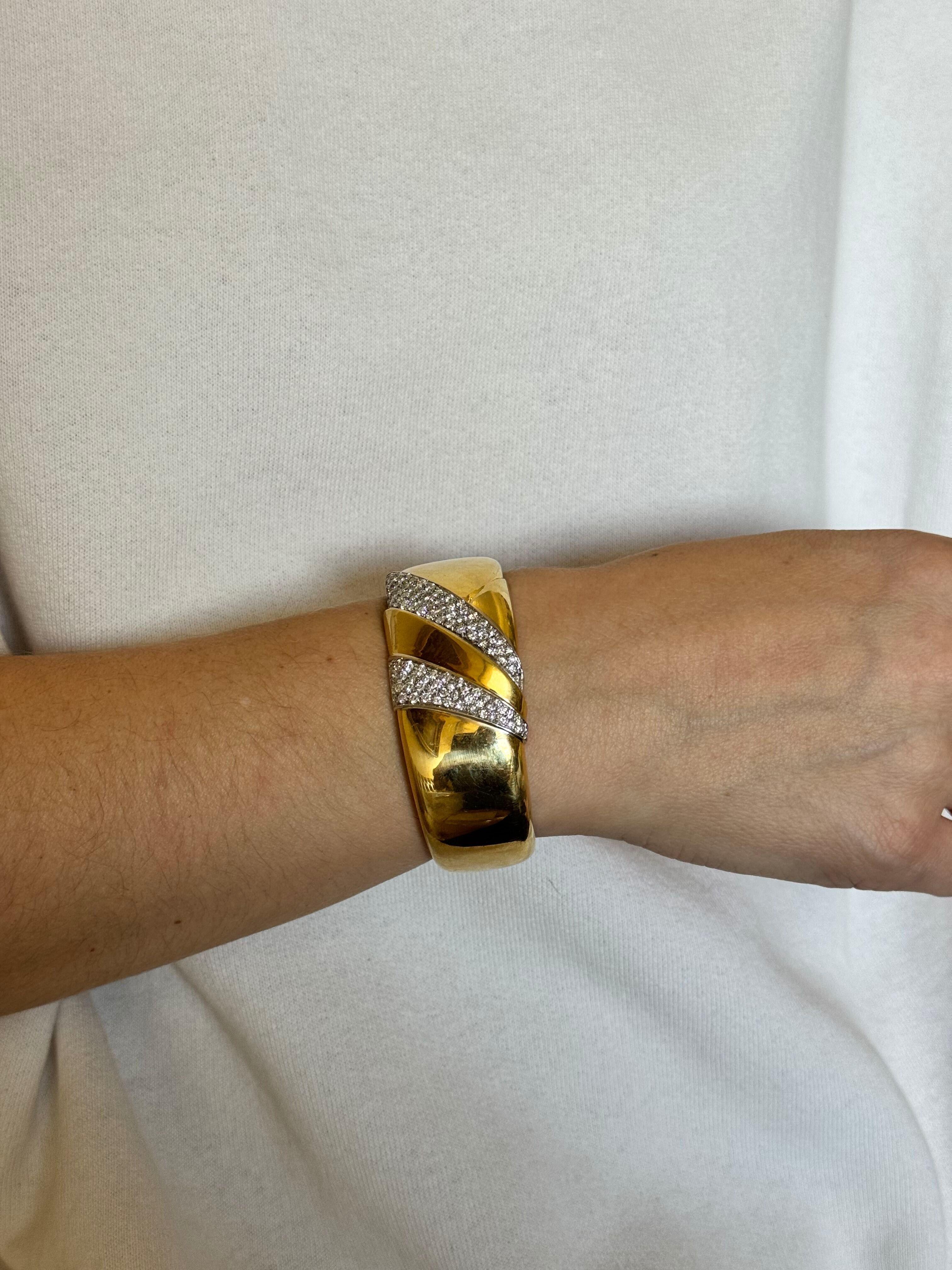 1980s Diamond Gold Bangle Bracelet
