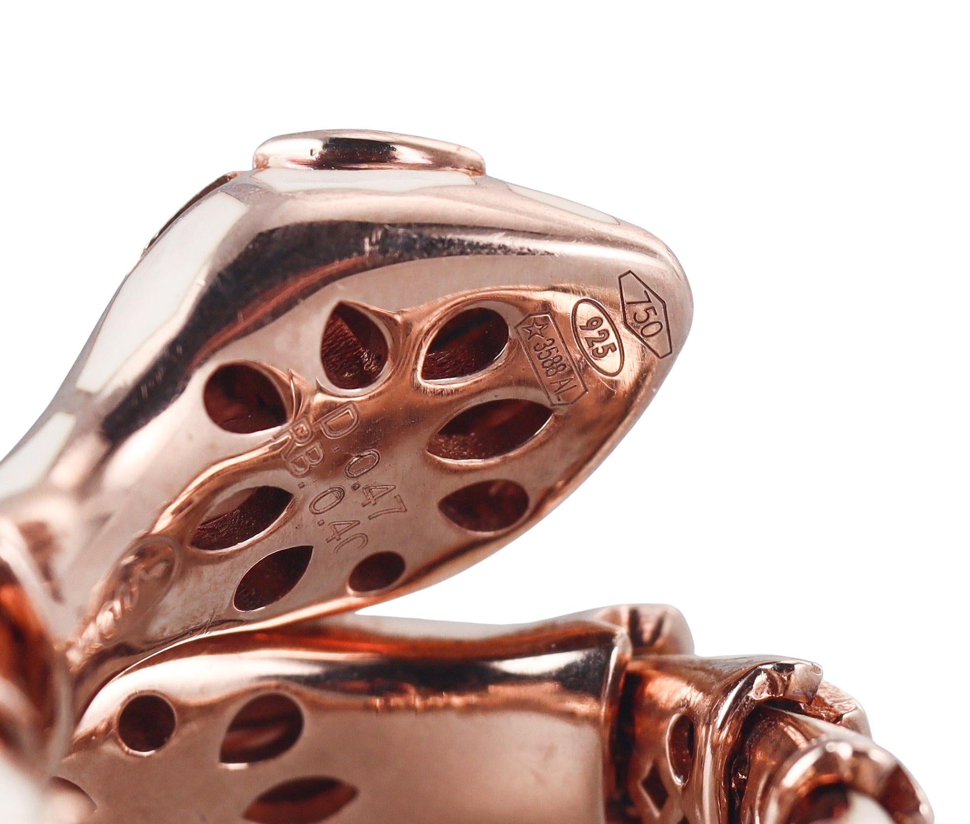 Alexis NY Rose Gold Silver Enamel Diamond Ruby Snake Ring