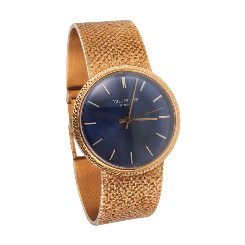 Patek Philippe Calatrava 18k Gold Blue Dial Watch 3563/2