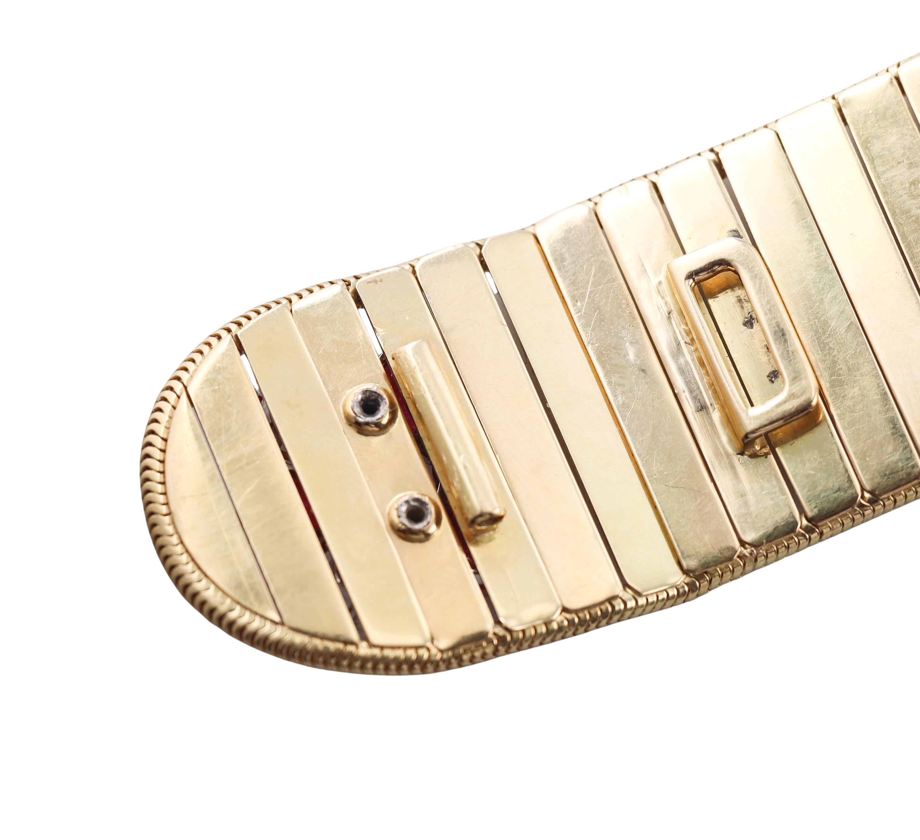 Spritzer & Fuhrmann Retro Diamond Ruby Gold Buckle Bracelet