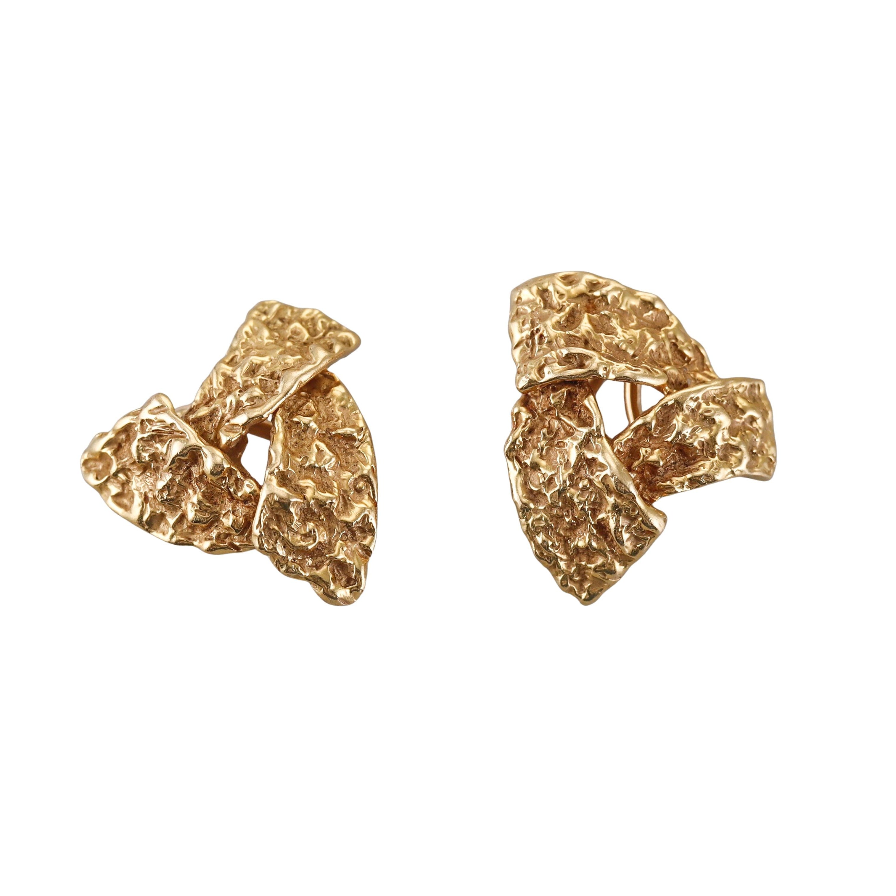 Arthur King 1970s Triangular Gold Earrings