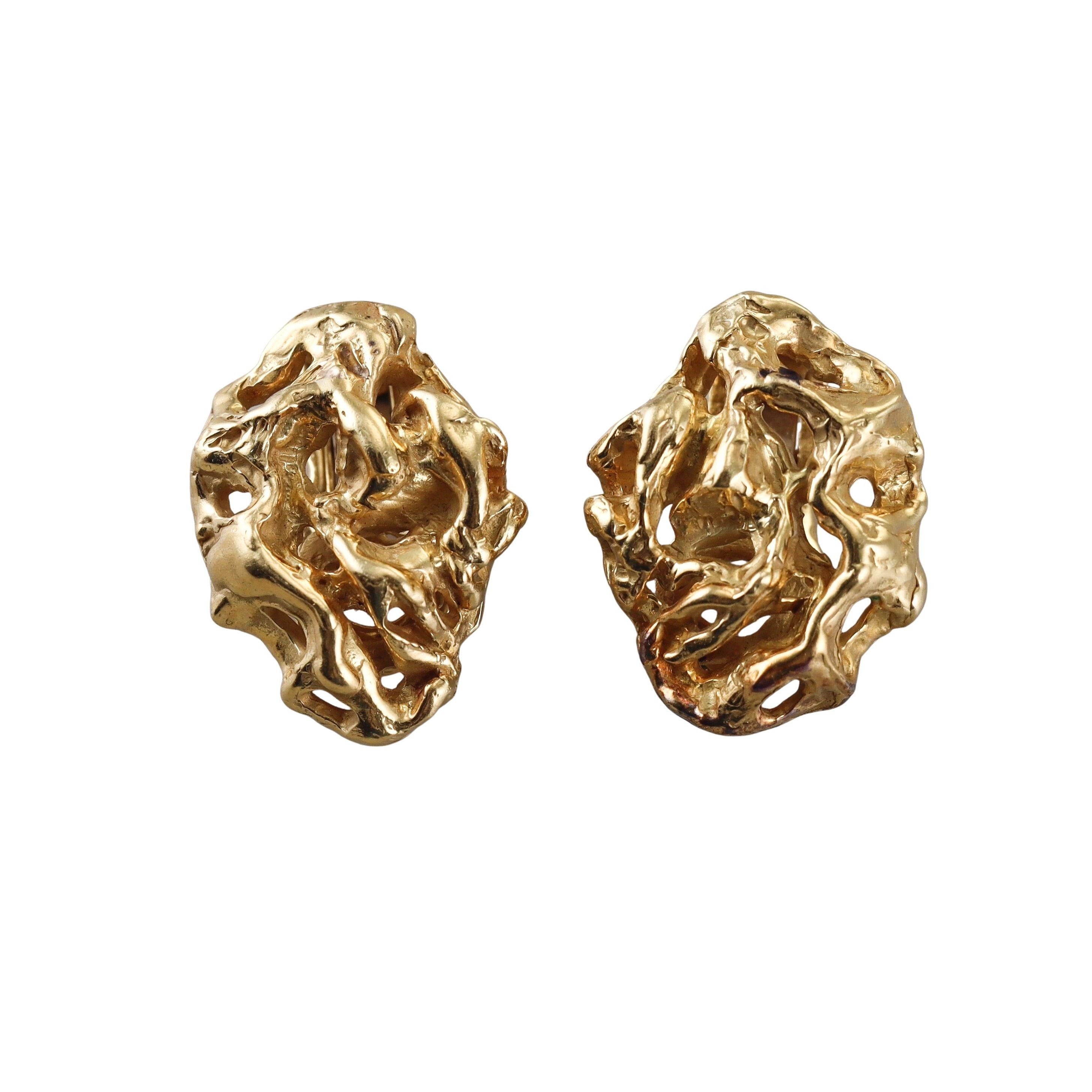 Arthur King 1970s Gold Free Form Earrings