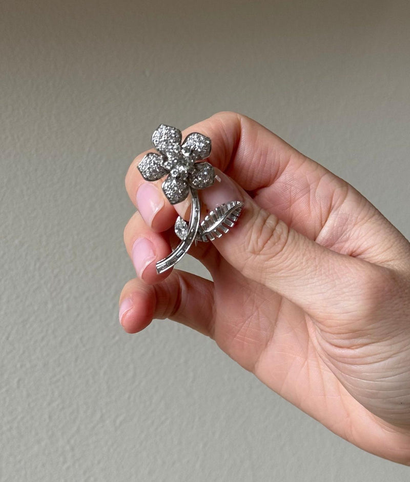 Tiffany & Co Platinum Diamond Flower Brooch Pin