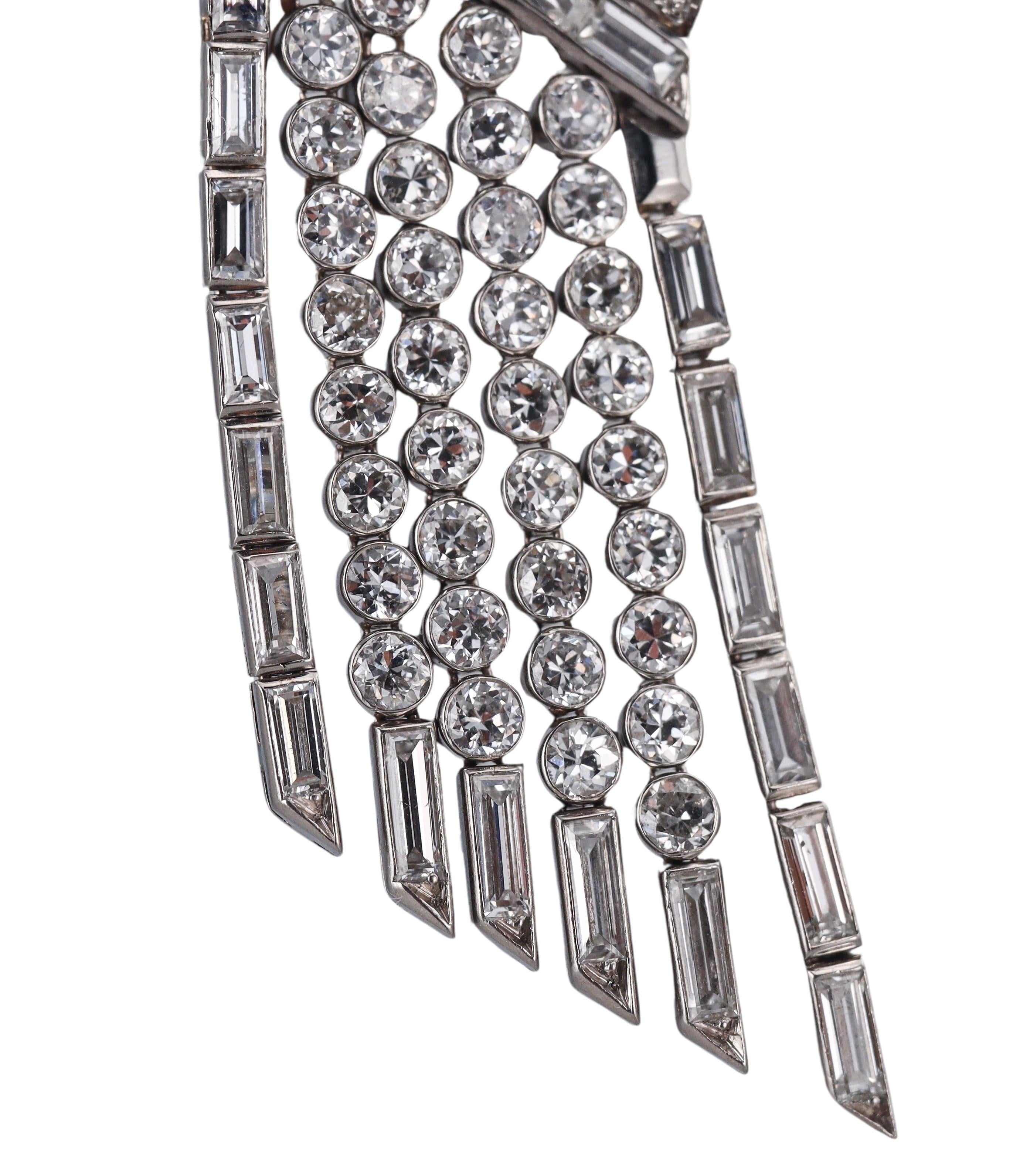 Mid Century 11ctw Diamond Platinum Tassel Earrings