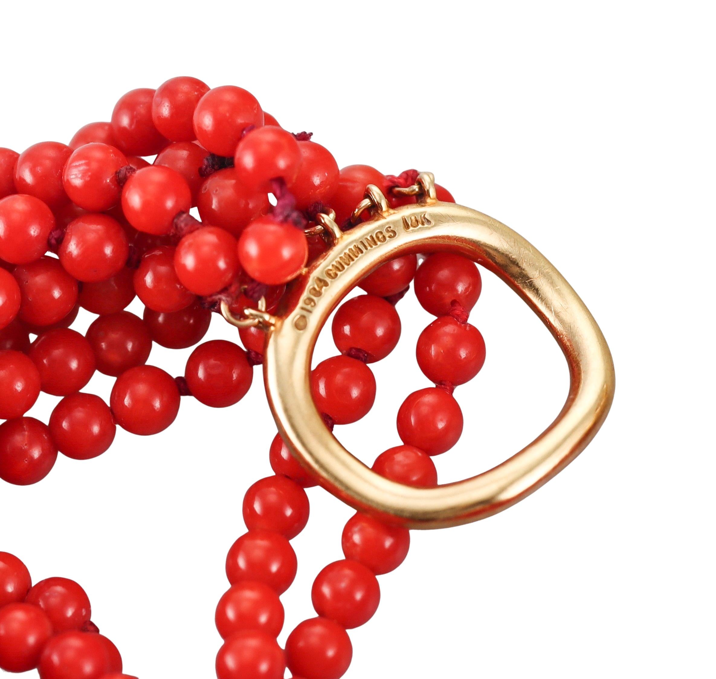 Angela Cummings Coral Diamond Gold Torsade Necklace