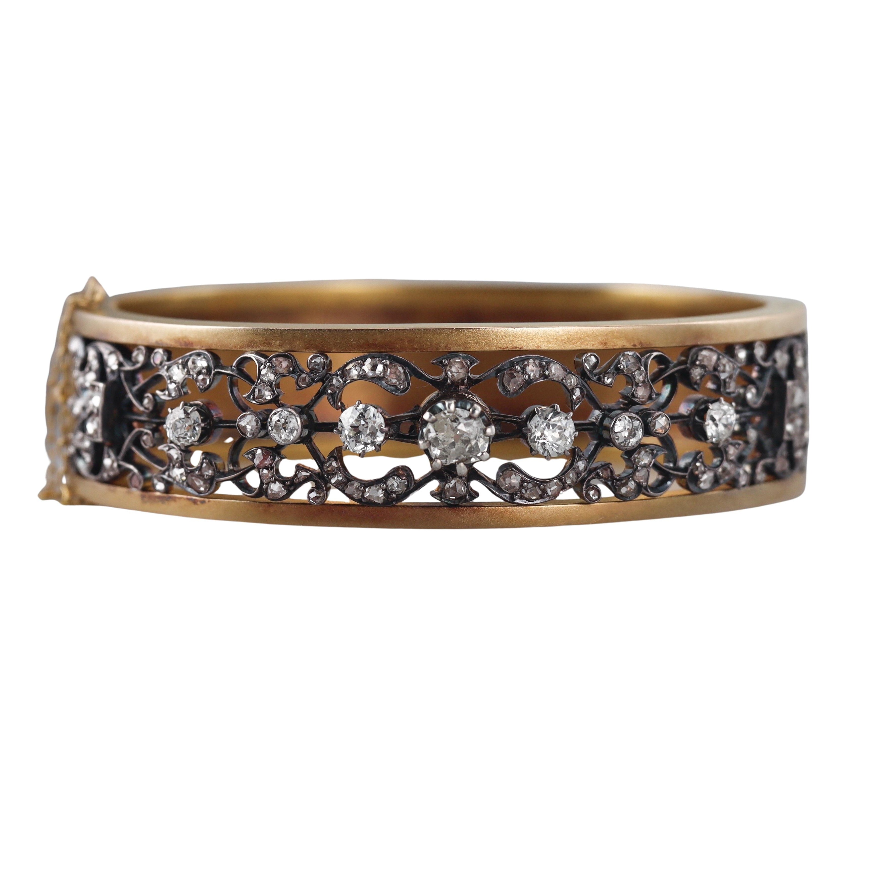 Antique Silver Gold Diamond Bracelet