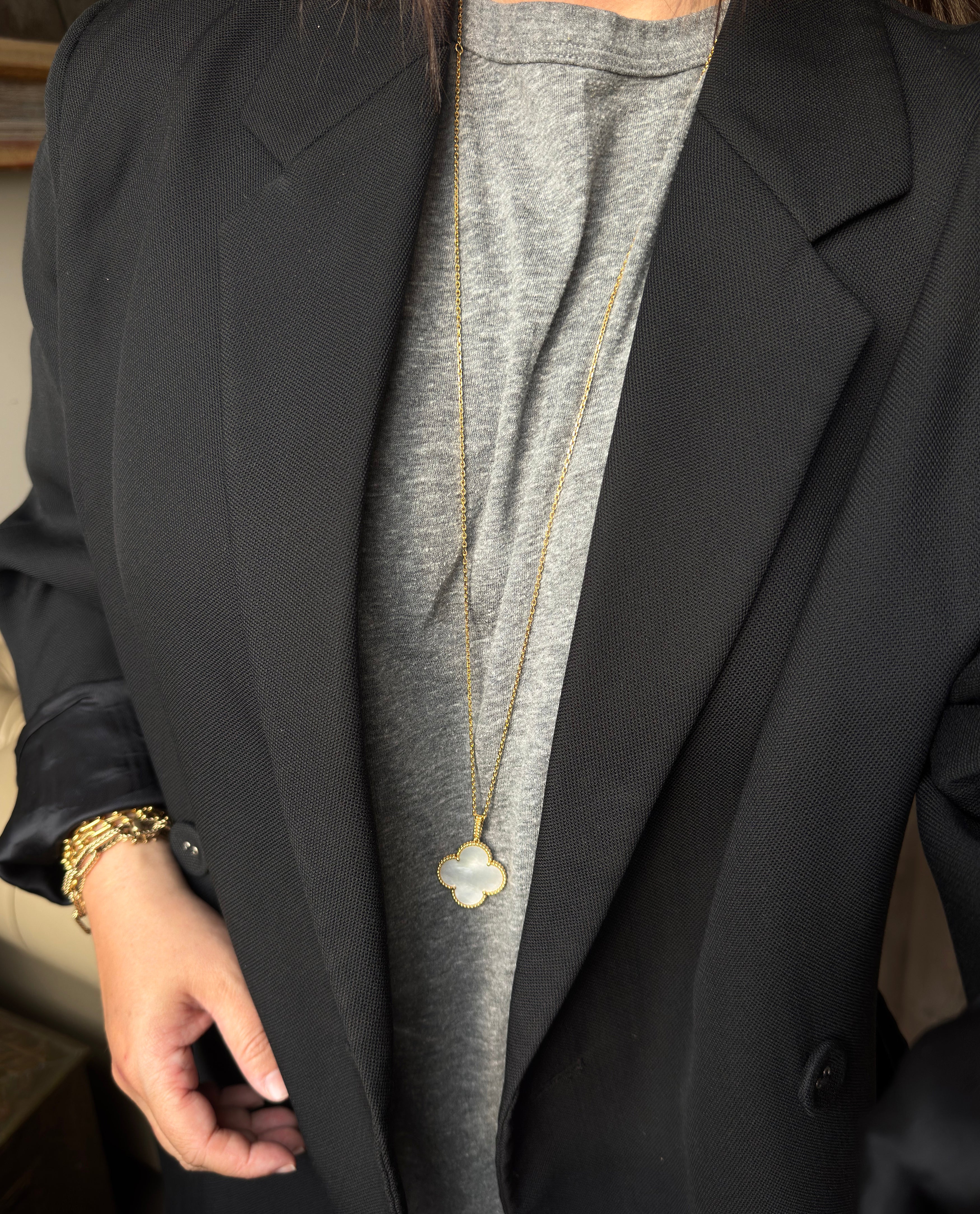 Van Cleef & Arpels Magic Alhambra Gold Mother of Pearl Pendant Long Necklace