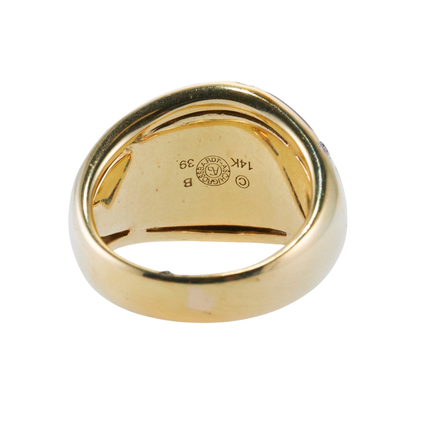 Asch Grossbardt Inlay Tiger's Eye Onyx Diamond Gold Ring