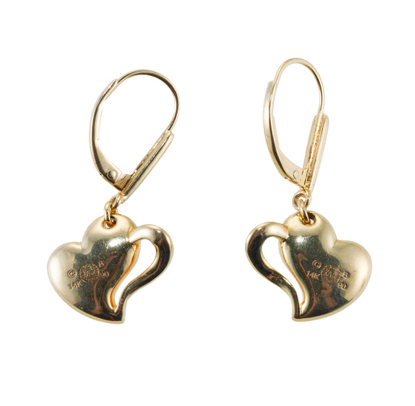Asch Grossbardt Inlay Gemstone Diamond Gold Heart Earrings