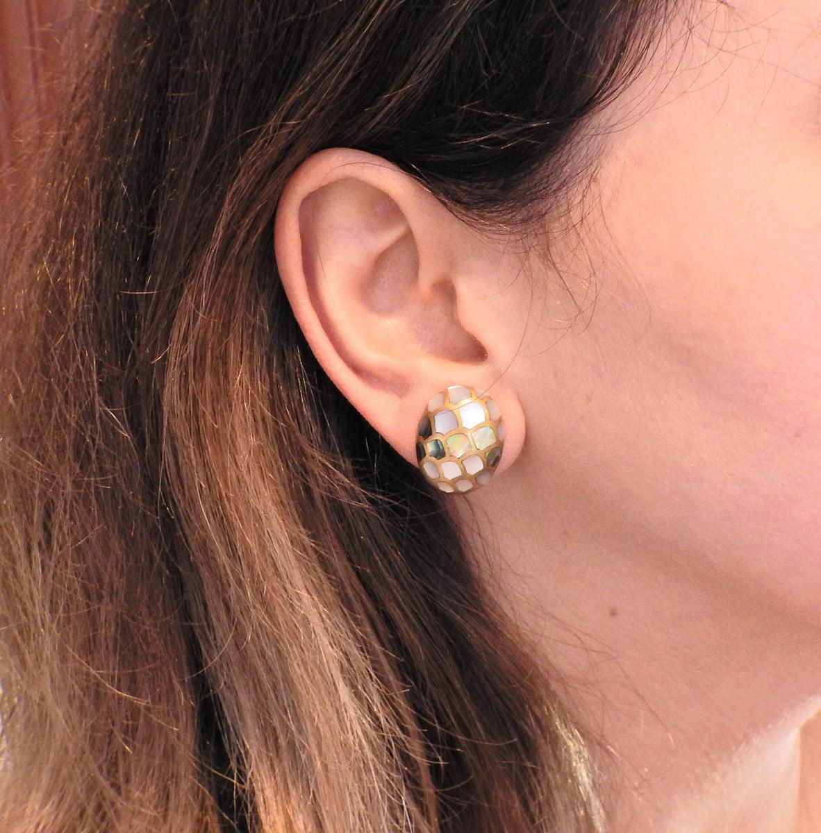 Angela Cummings Abalone Gold Earrings
