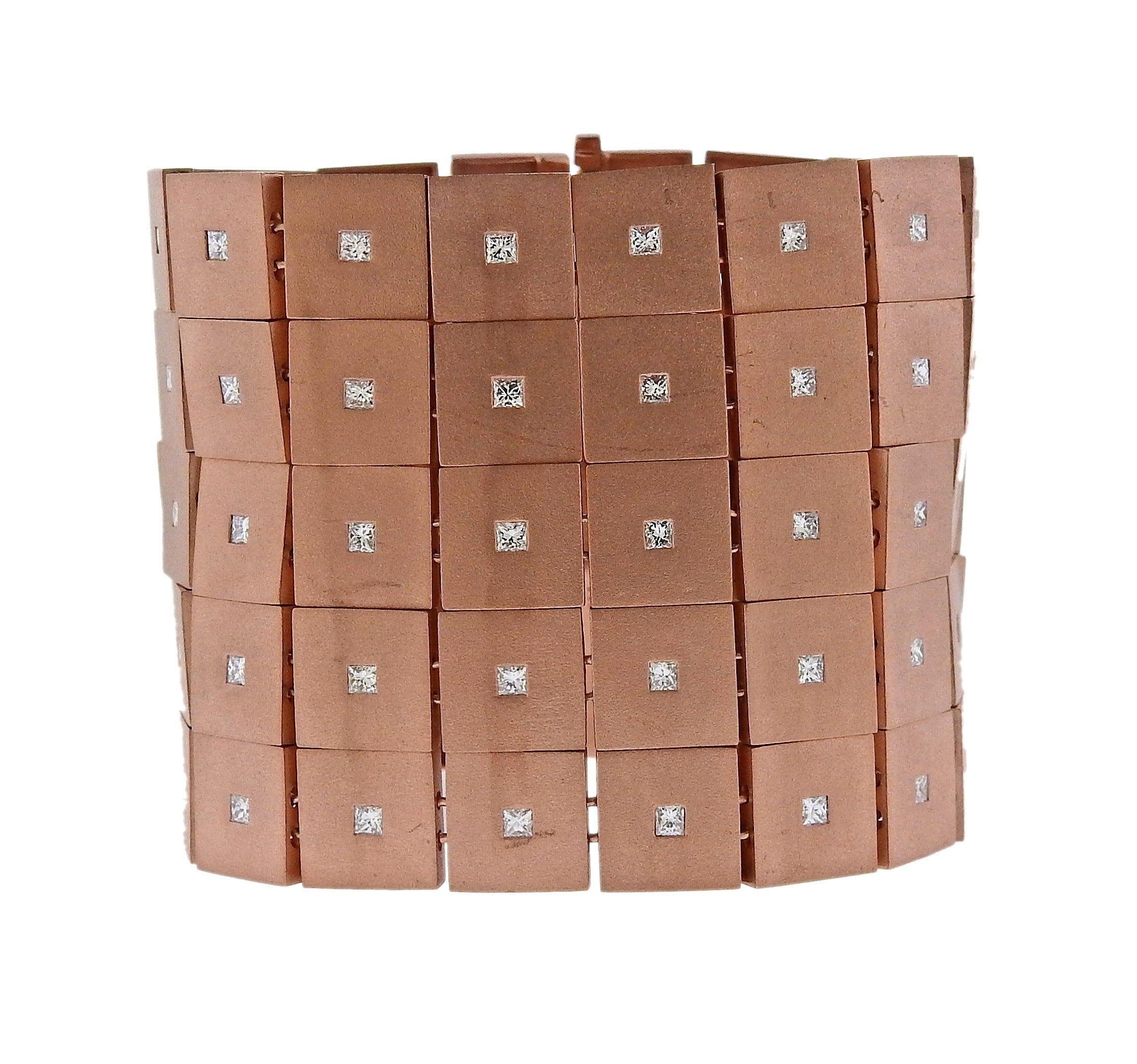 Antonio Bernardo Diamond Rose Gold Wide Bracelet