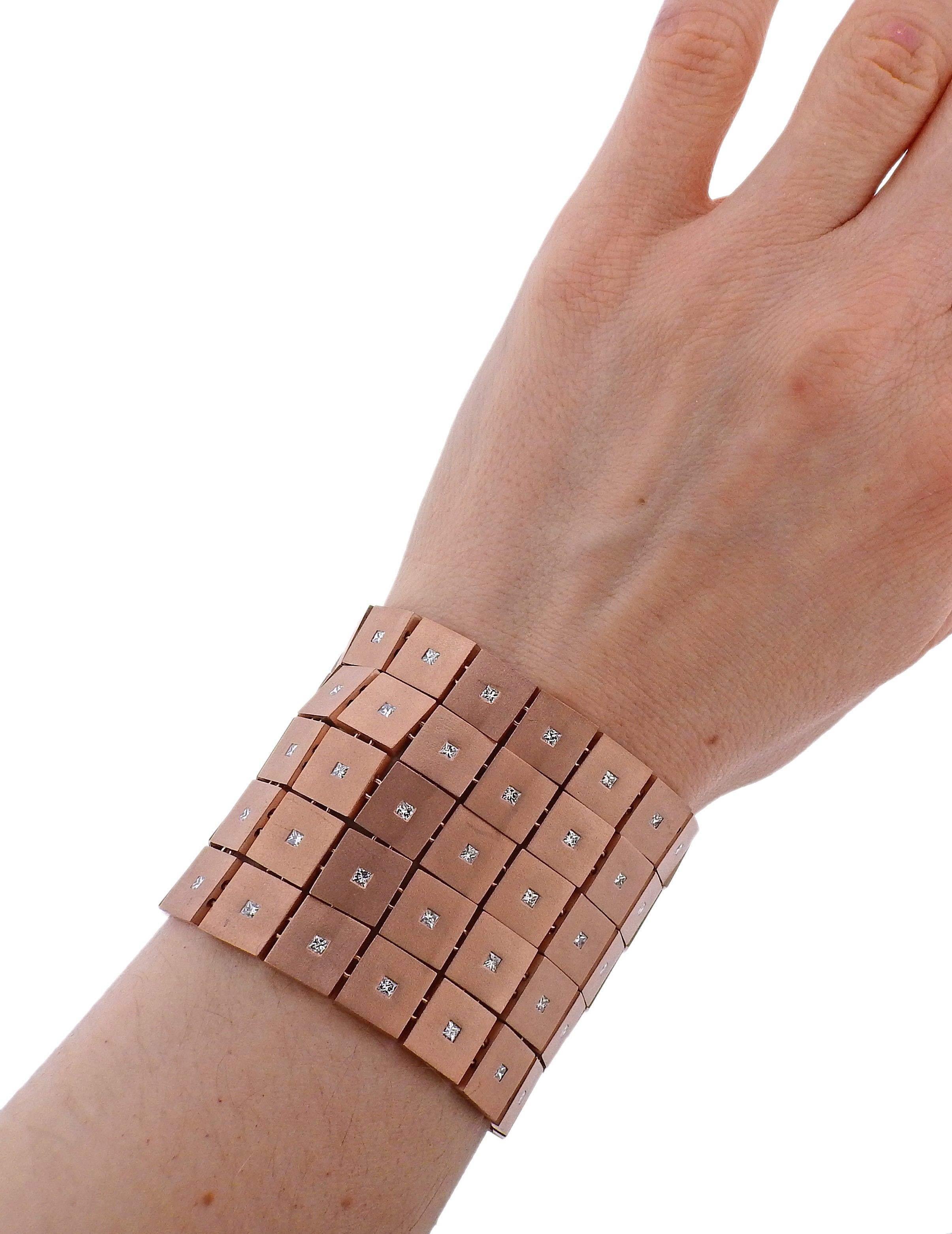 Antonio Bernardo Diamond Rose Gold Wide Bracelet