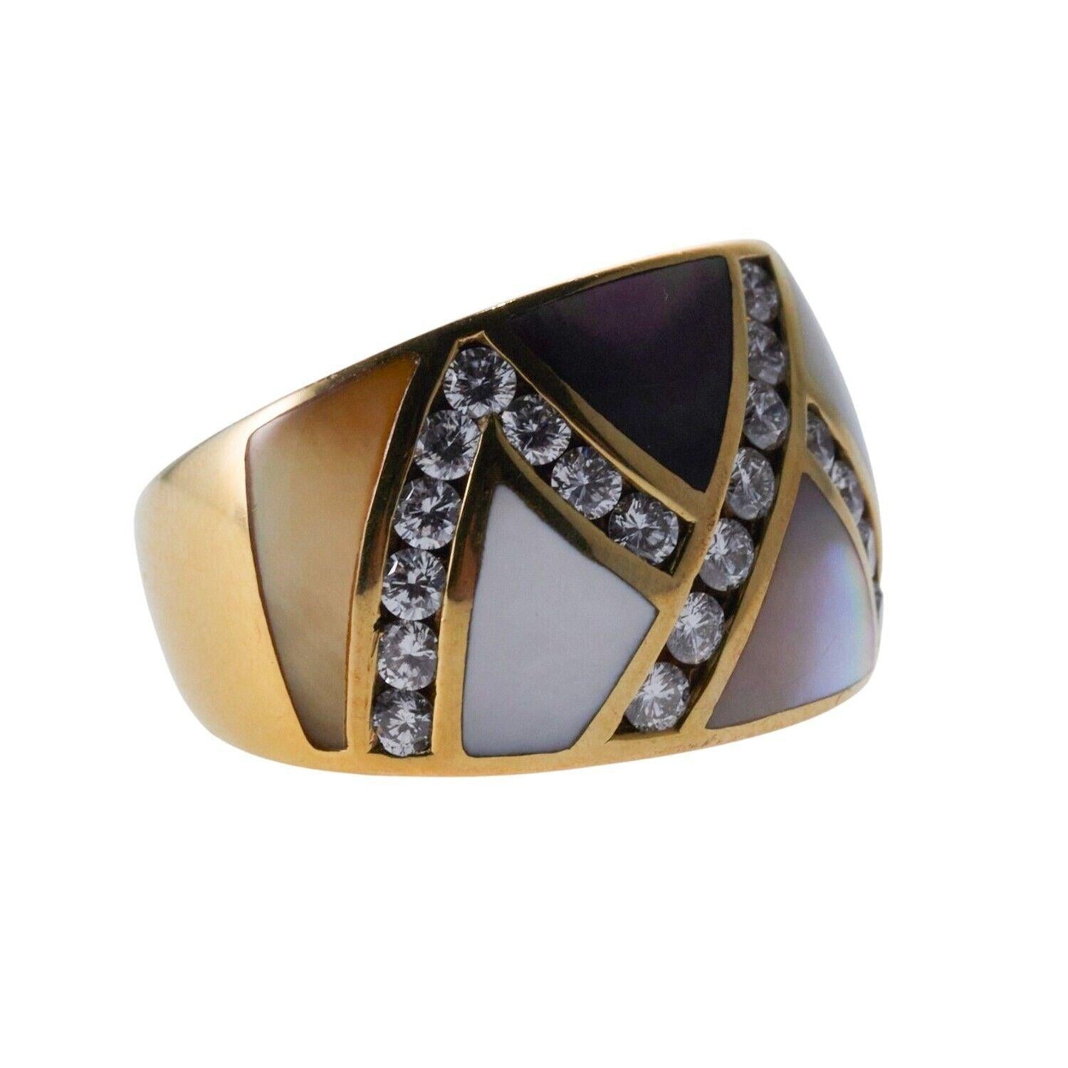 Asch Grossbardt MOP Inlay Diamond Gold Ring