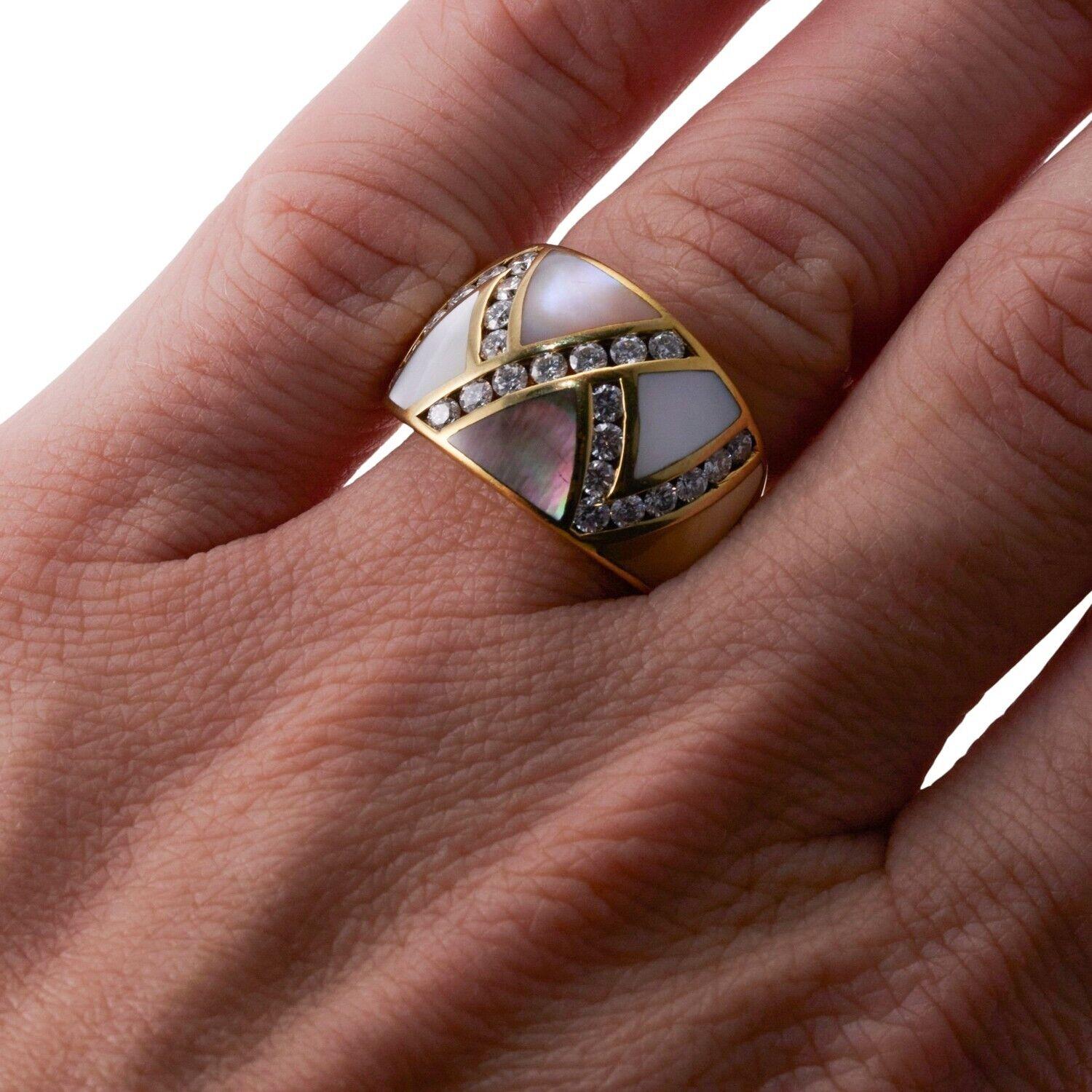 Asch Grossbardt MOP Inlay Diamond Gold Ring