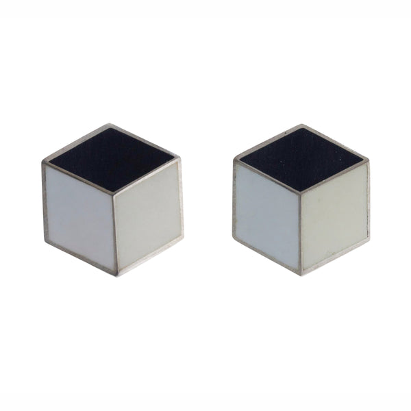 Georg Jensen Art Deco Cube Enamel Sterling Silver Cufflinks