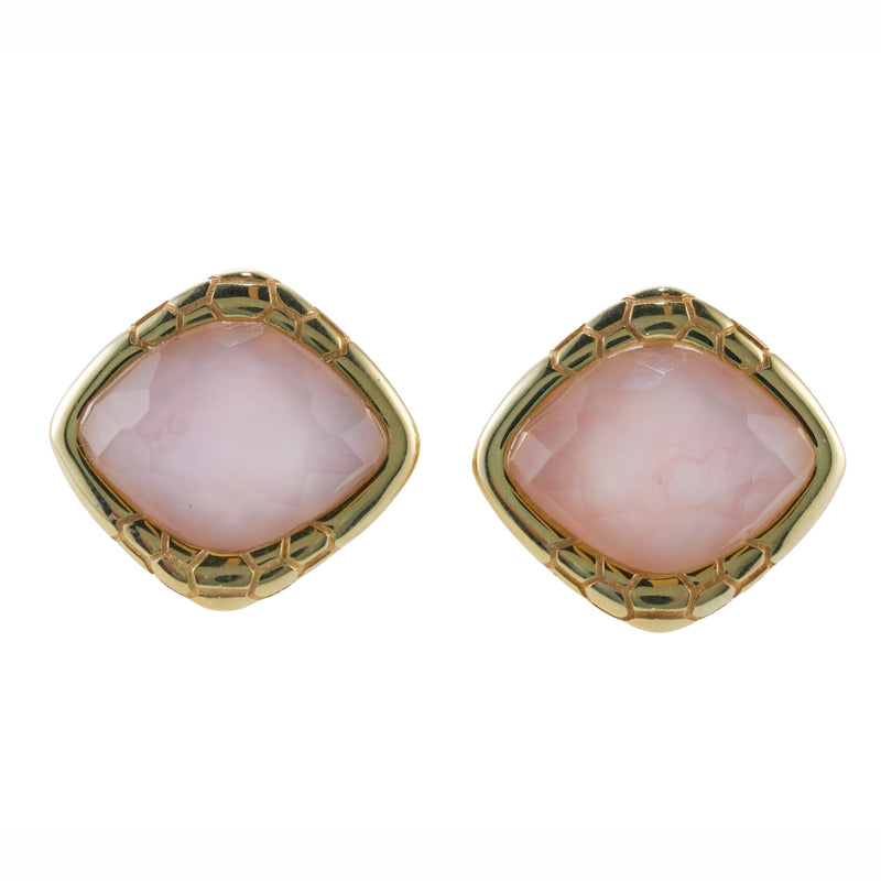 Asch Grossbardt Pink Opal Crystal Gold Earrings