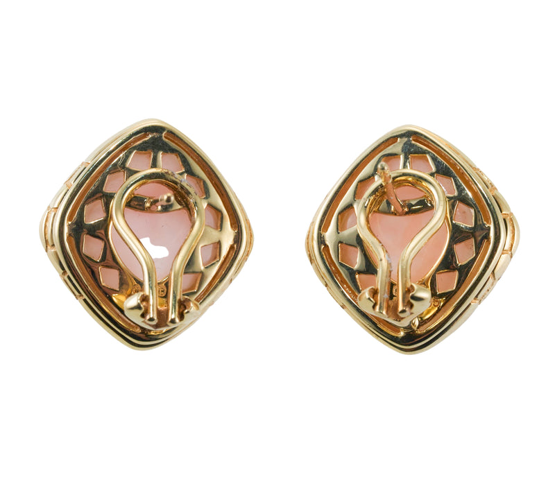 Asch Grossbardt Pink Opal Crystal Gold Earrings