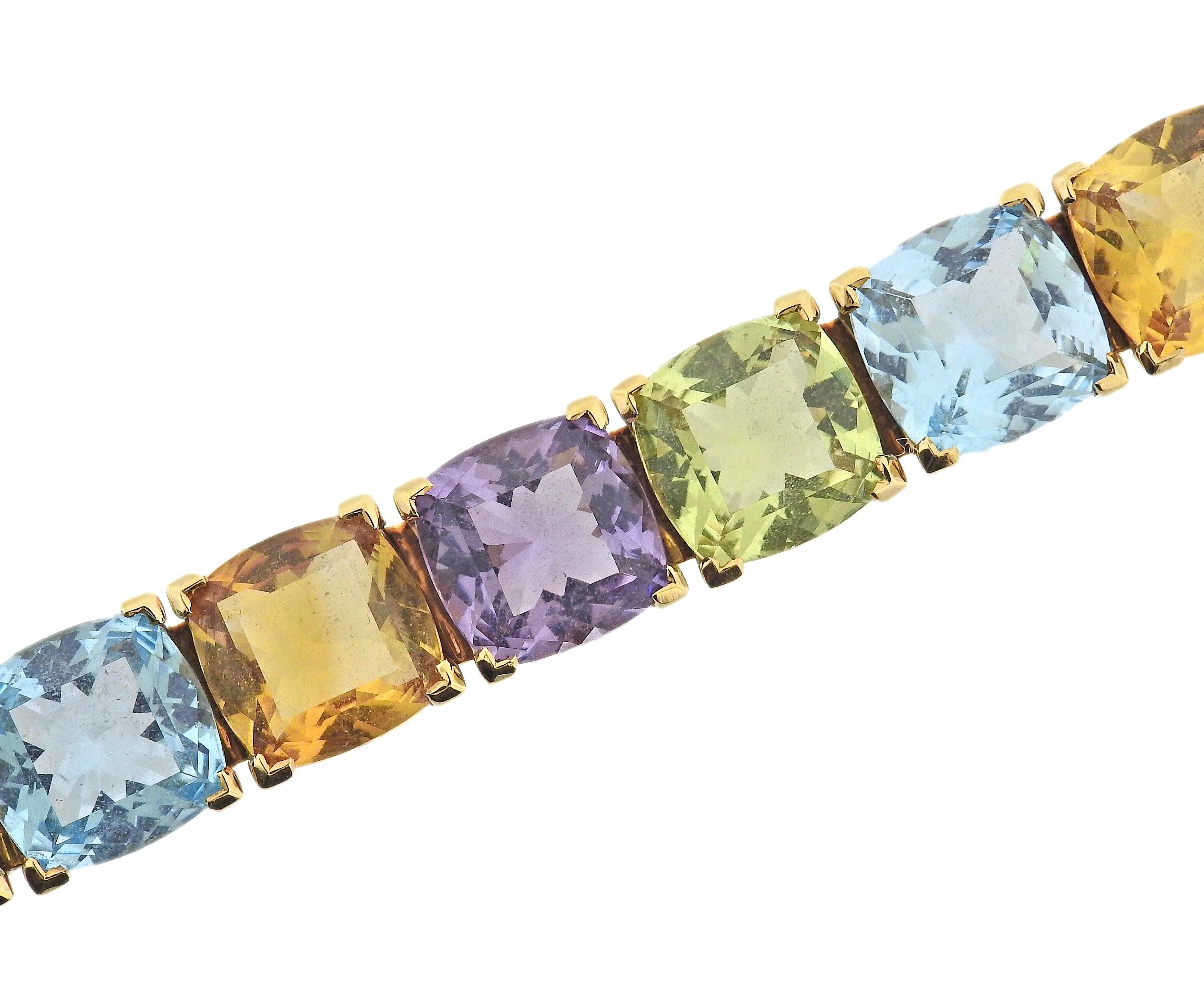 Asprey Multi Color Gemstone Gold Bracelet