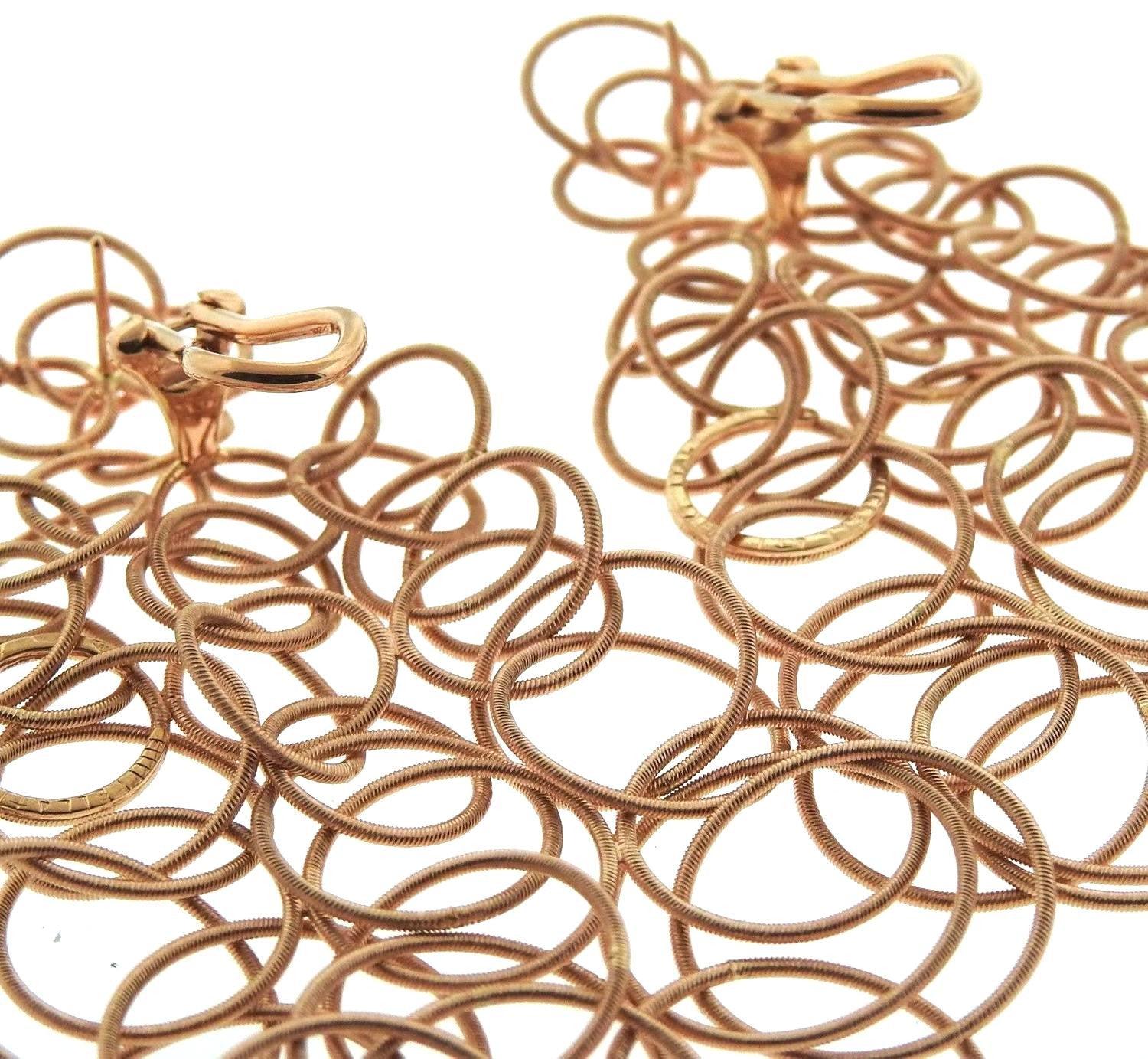 Buccellati Hawaii Long Gold Pendant Earrings