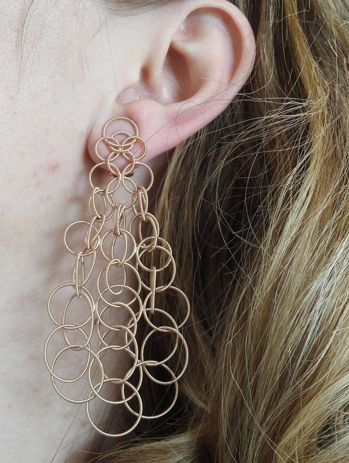 Buccellati Hawaii Long Gold Pendant Earrings