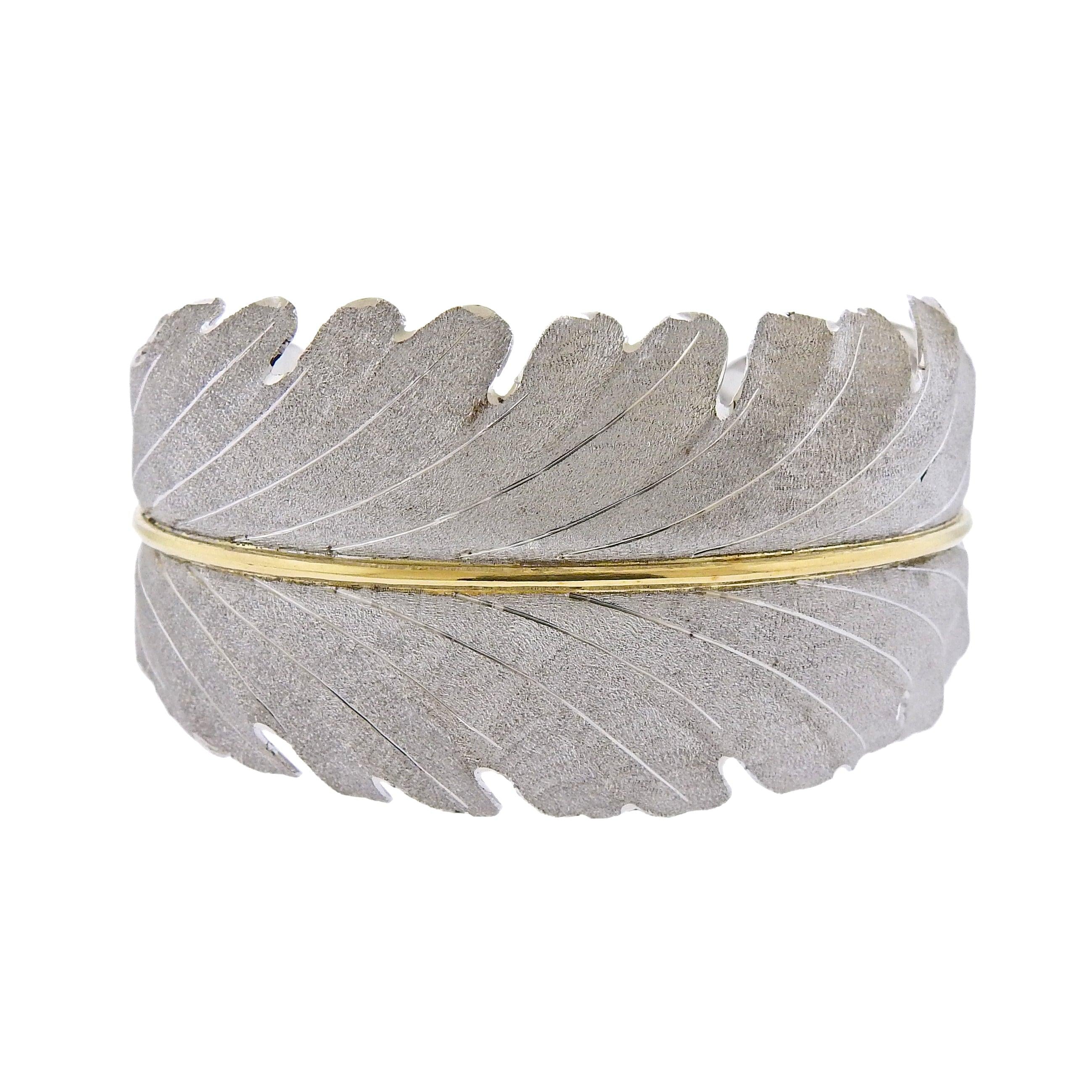 Buccellati Leaf Gold Silver Cuff Bracelet