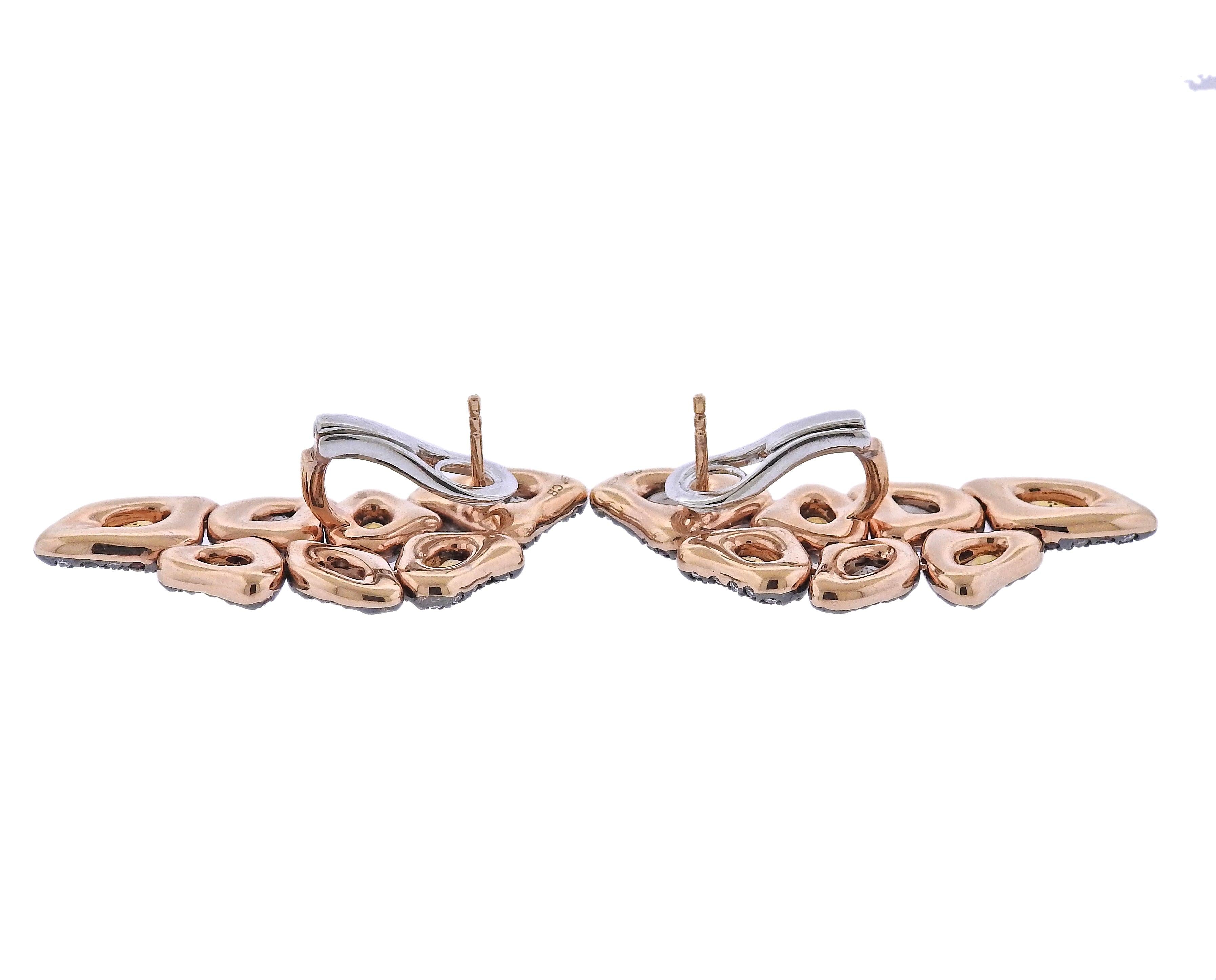 Bucherer Gold Diamond Sapphire Citrine Cocktail Earrings