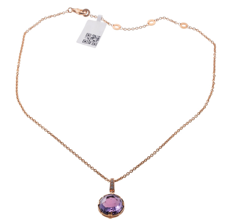 Bulgari Parentesi Amethyst Diamond Rose Gold Pendant Necklace