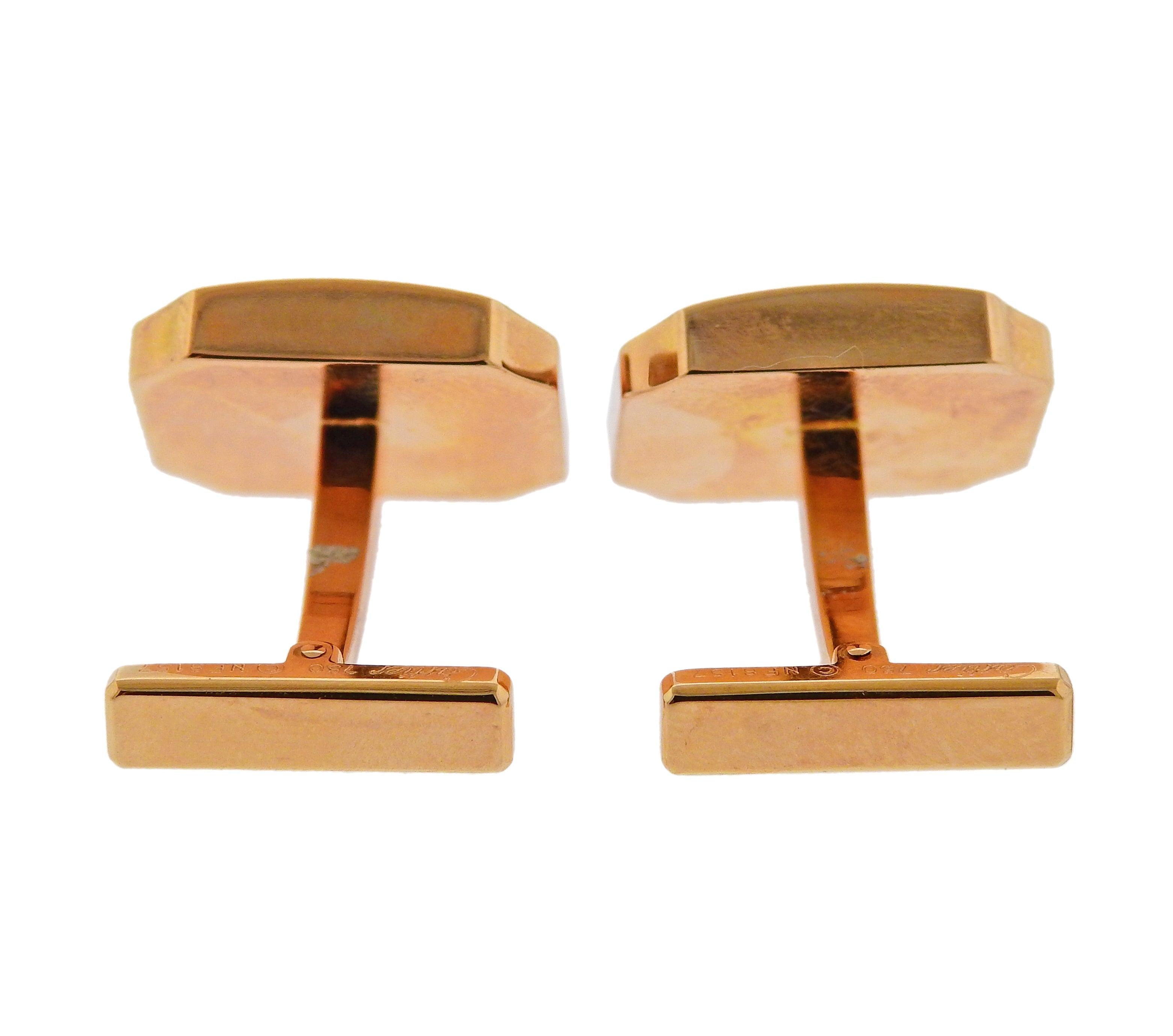 Cartier Santos Tiger's Eye Rose Gold Cufflinks