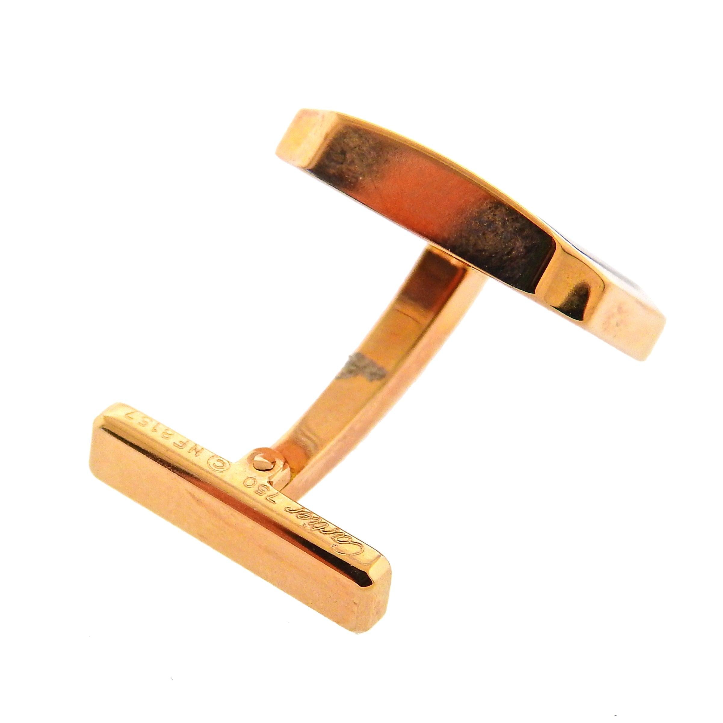 Cartier Santos Tiger's Eye Rose Gold Cufflinks