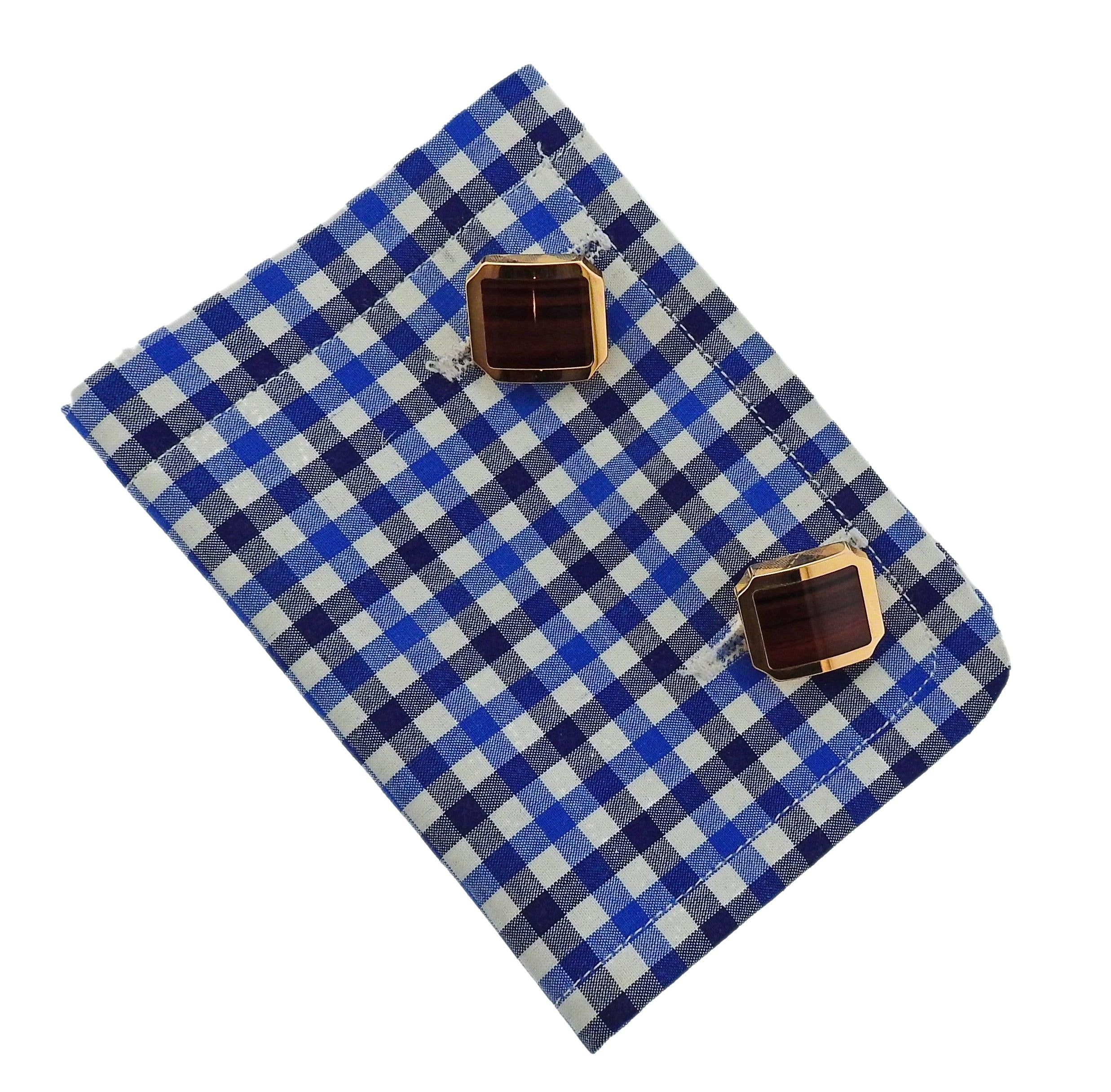 Cartier Santos Tiger's Eye Rose Gold Cufflinks