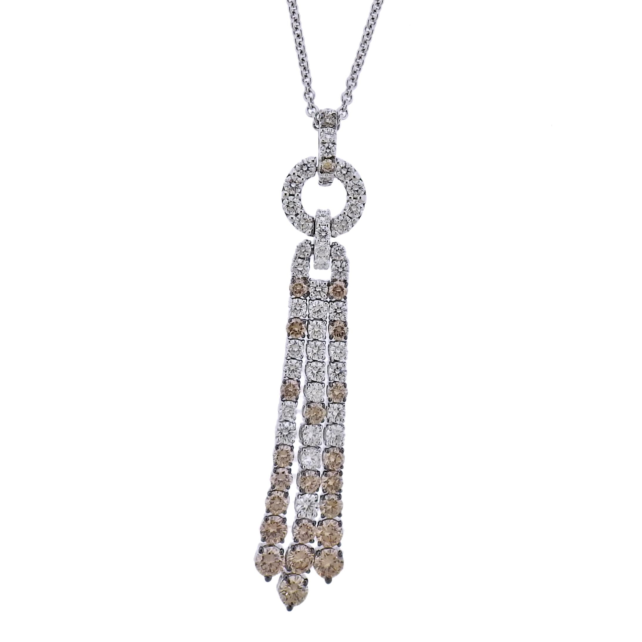 Bucherer Gold 4.61ctw Fancy Diamond Tassel Pendant Necklace
