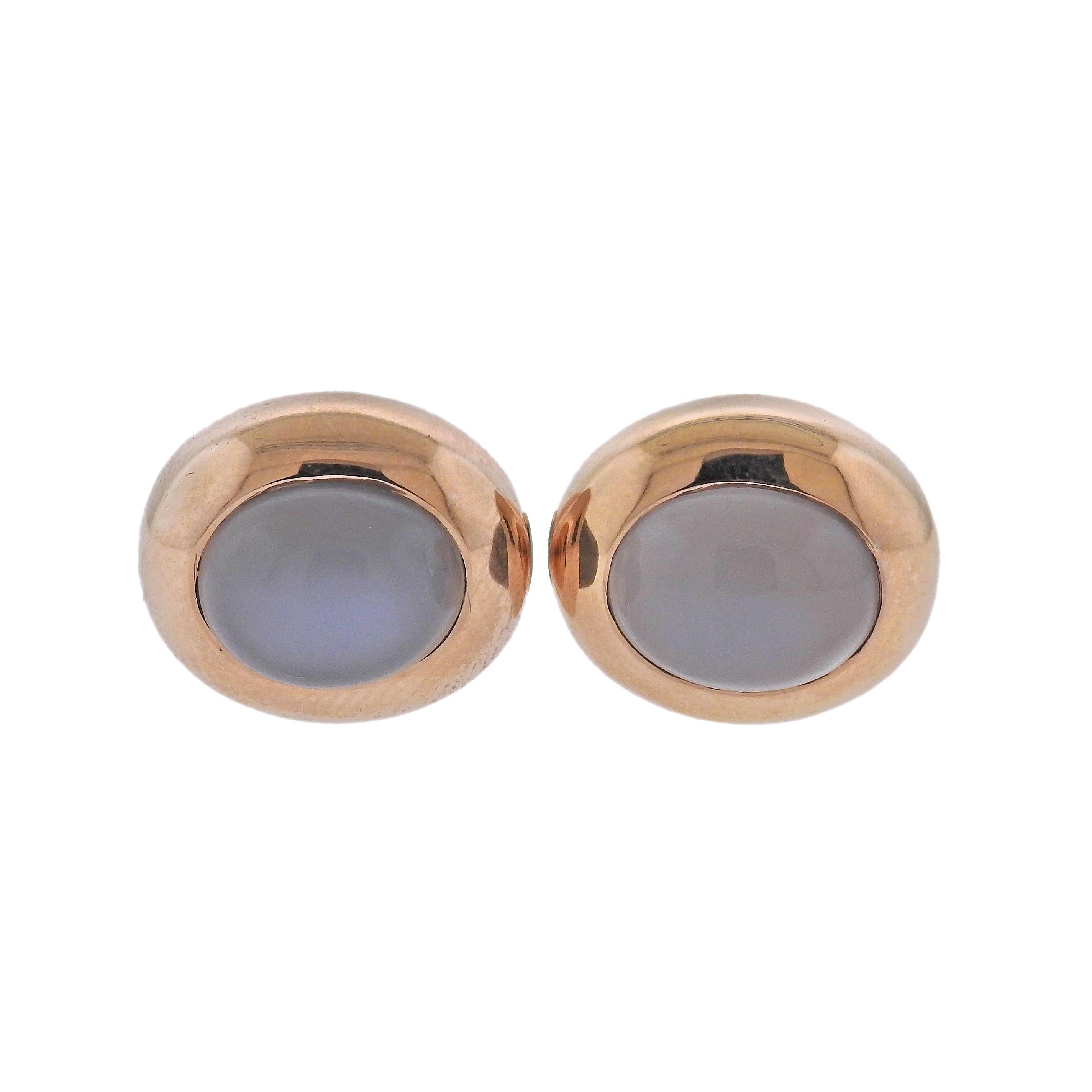 Bucherer Gold Grey Moonstone Cufflinks