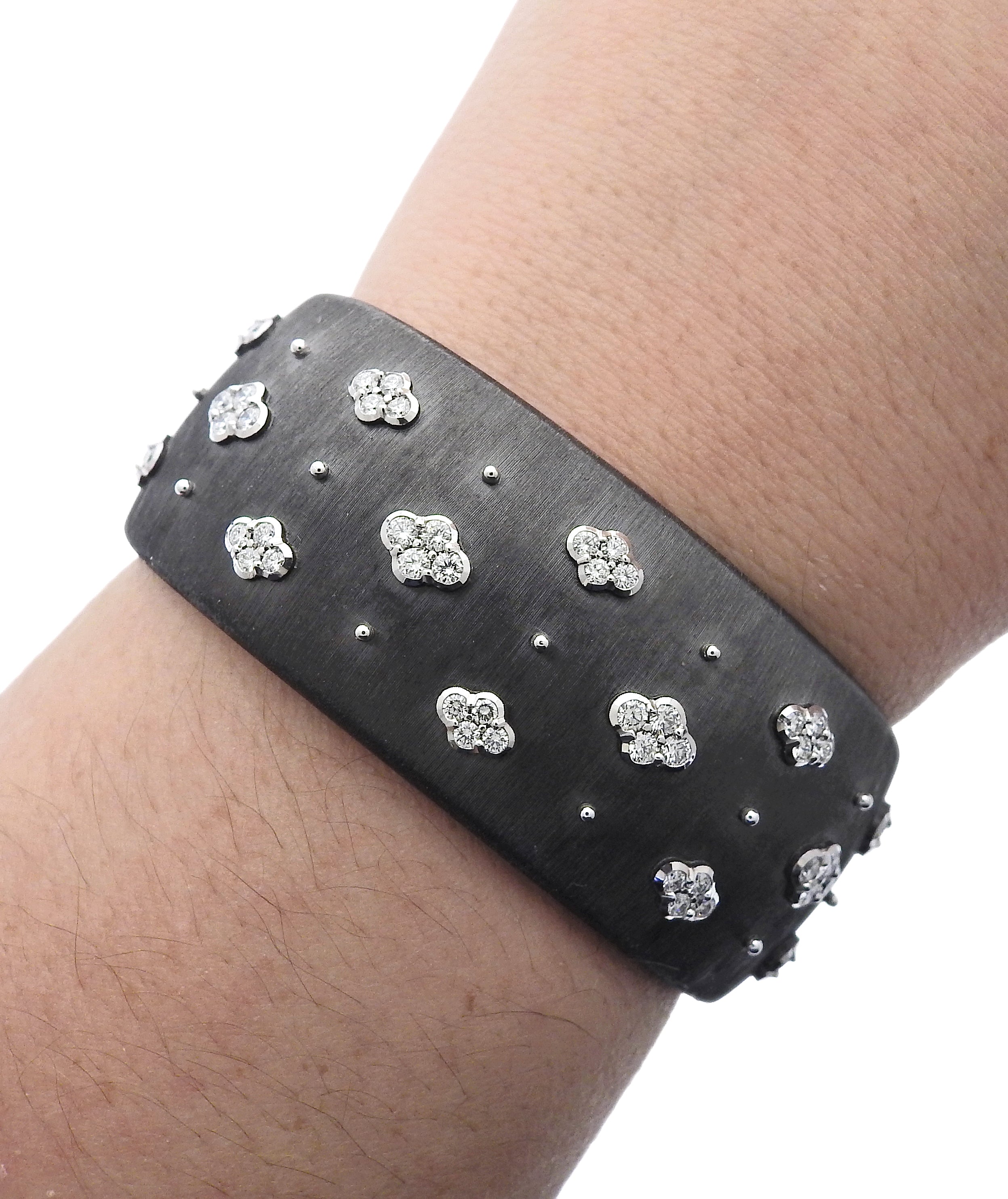 Buccellati Macri AB Diamond Blackened Gold Cuff Bracelet