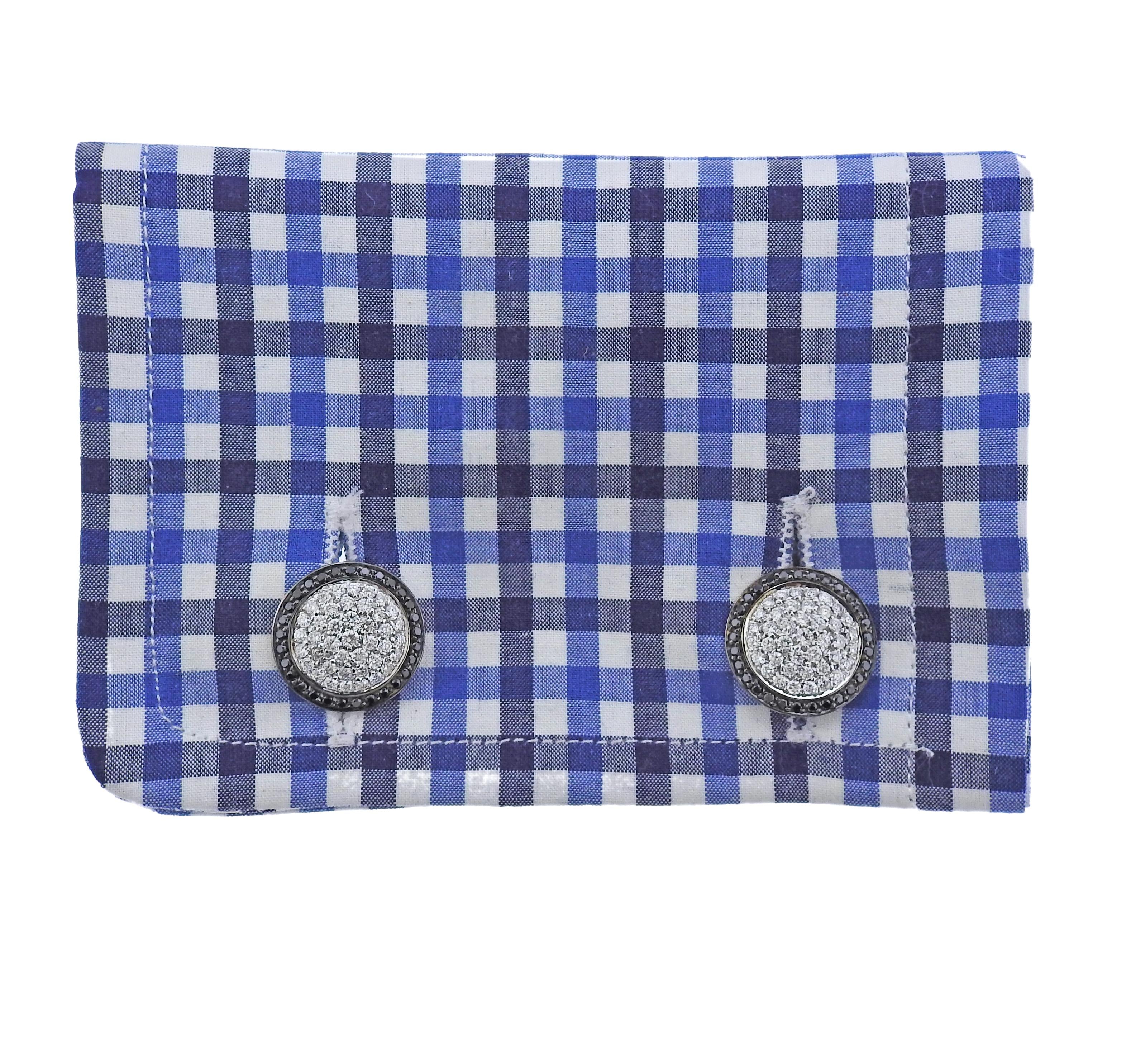 Bucherer Gold Black White Diamond Cufflinks