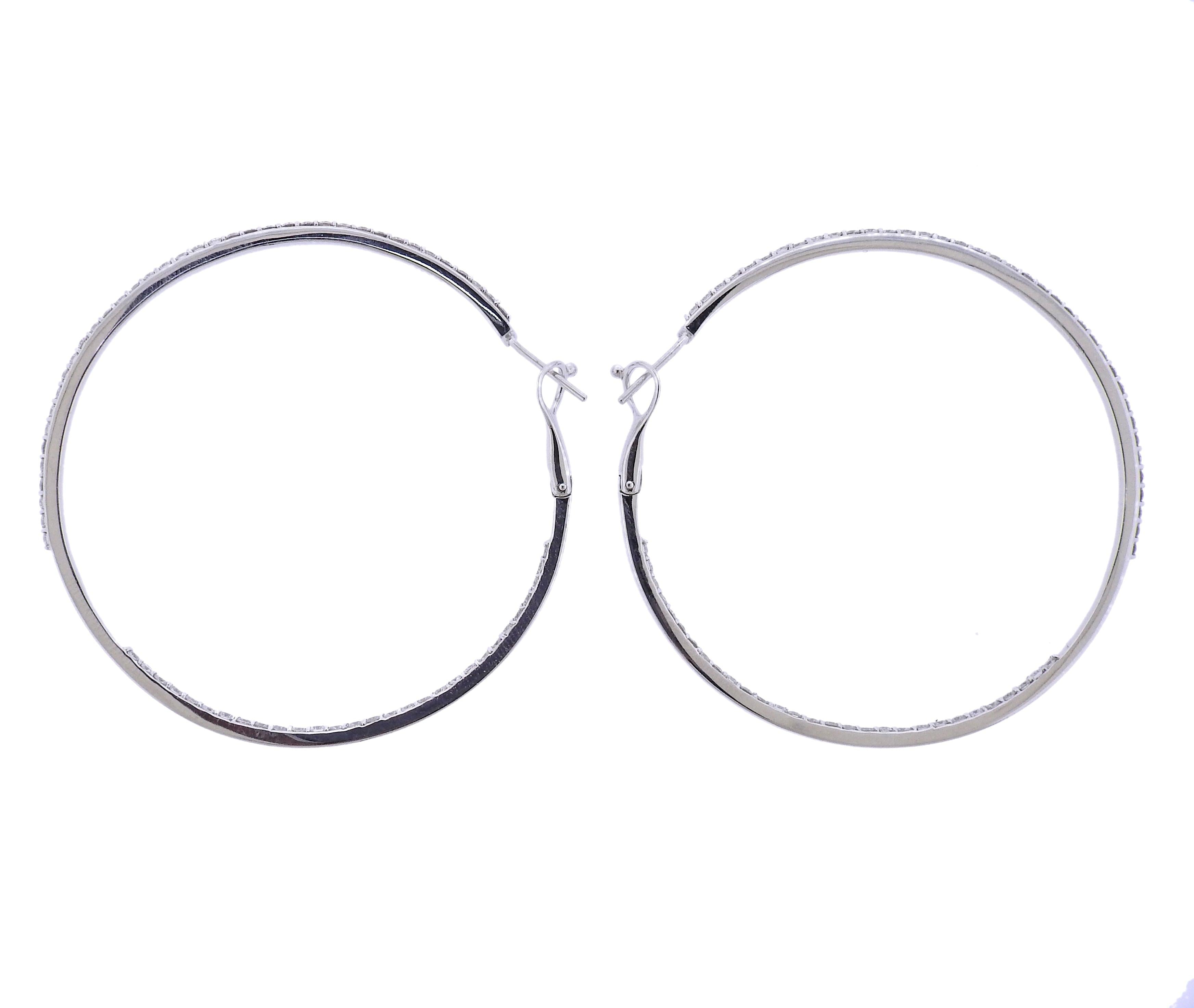 Bucherer Gold 2.89ctw Diamond Inside Out Hoop Earrings