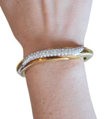 Diamond Platinum Gold Wave Cuff Bracelet