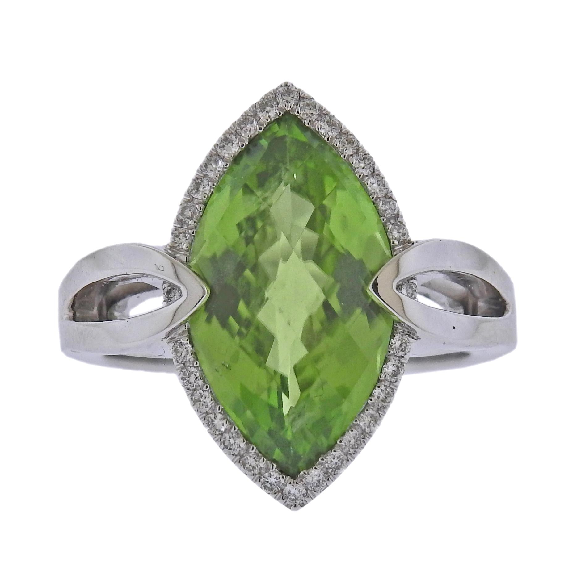 Bucherer Gold Diamond 6.30ct Peridot Ring