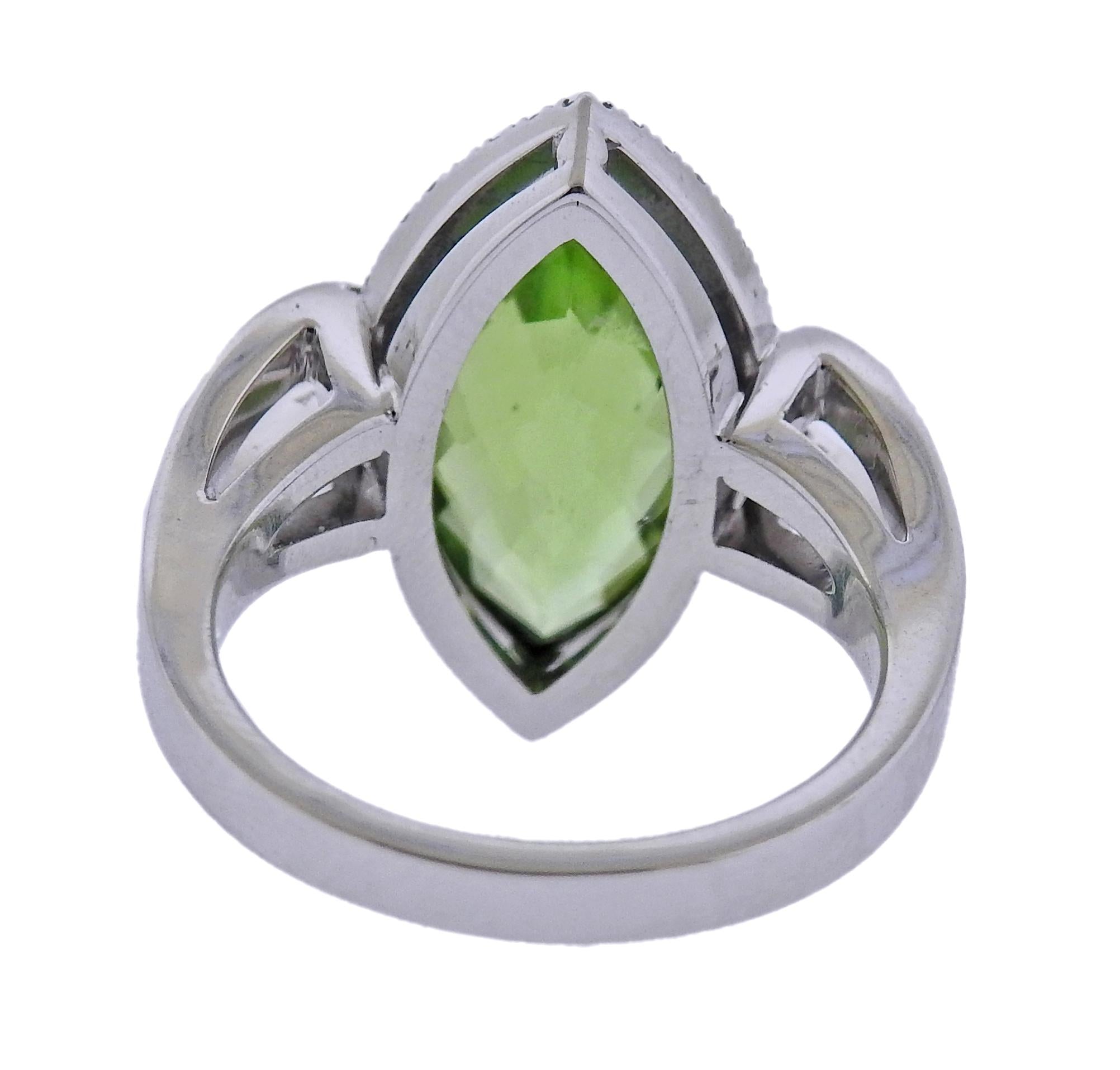 Bucherer Gold Diamond 6.30ct Peridot Ring