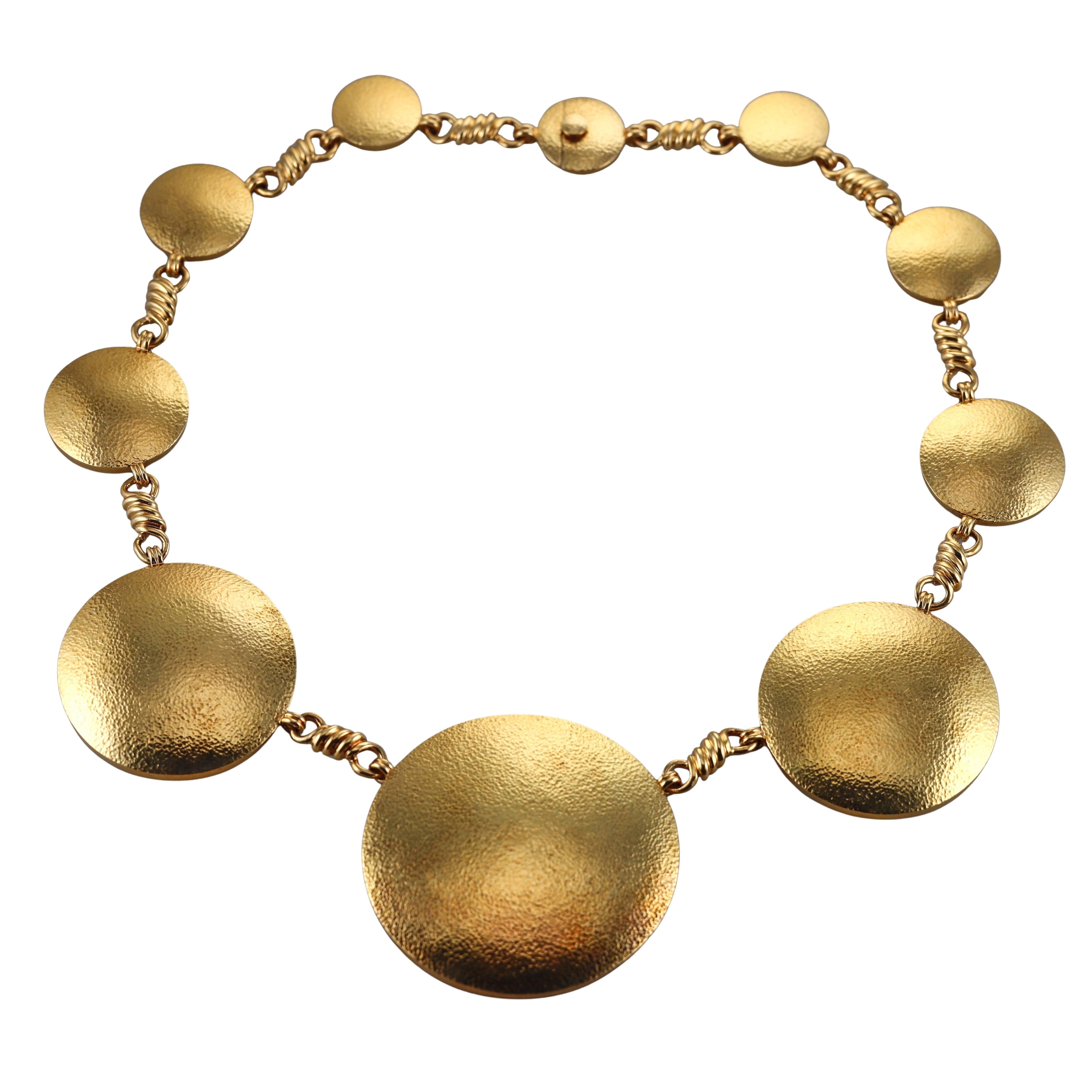 David Webb Hammered Gold Solar Necklace