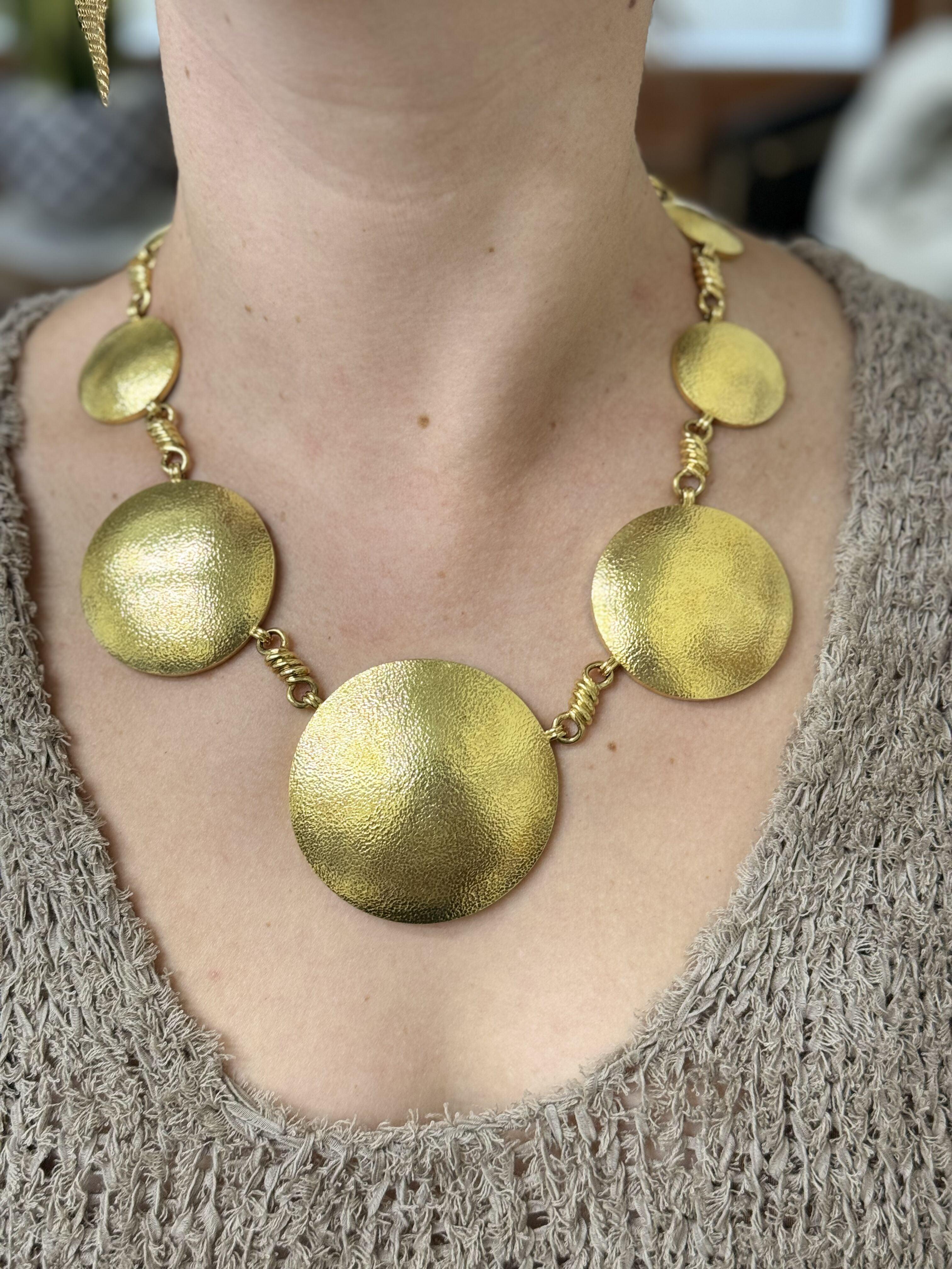 David Webb Hammered Gold Solar Necklace