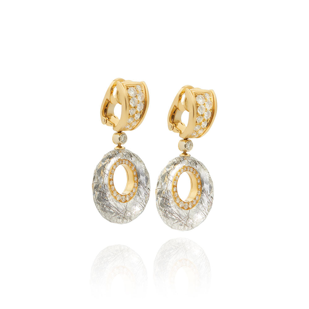 Aletto Brothers Gold Diamond Quartz Bellezza Infinita Drop Earrings