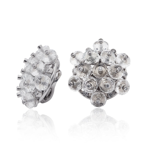 Aletto Brothers Gold White Topaz Diamond Nevicata Earrings