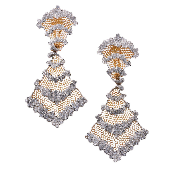Buccellati Honeycomb Diamond Gold Earrings