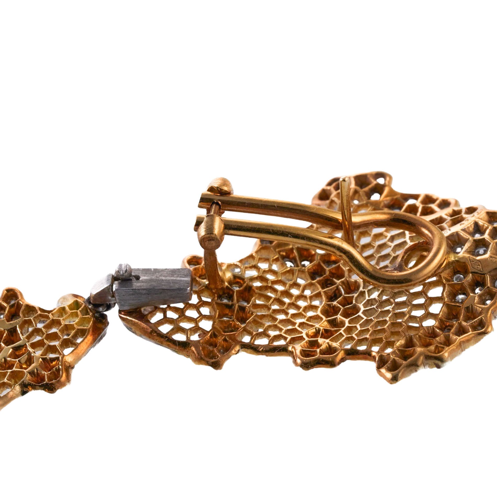Buccellati Honeycomb Diamond Gold Earrings