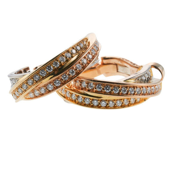 Cartier Trinity Diamond Gold Hoop Earrings Oak Gem